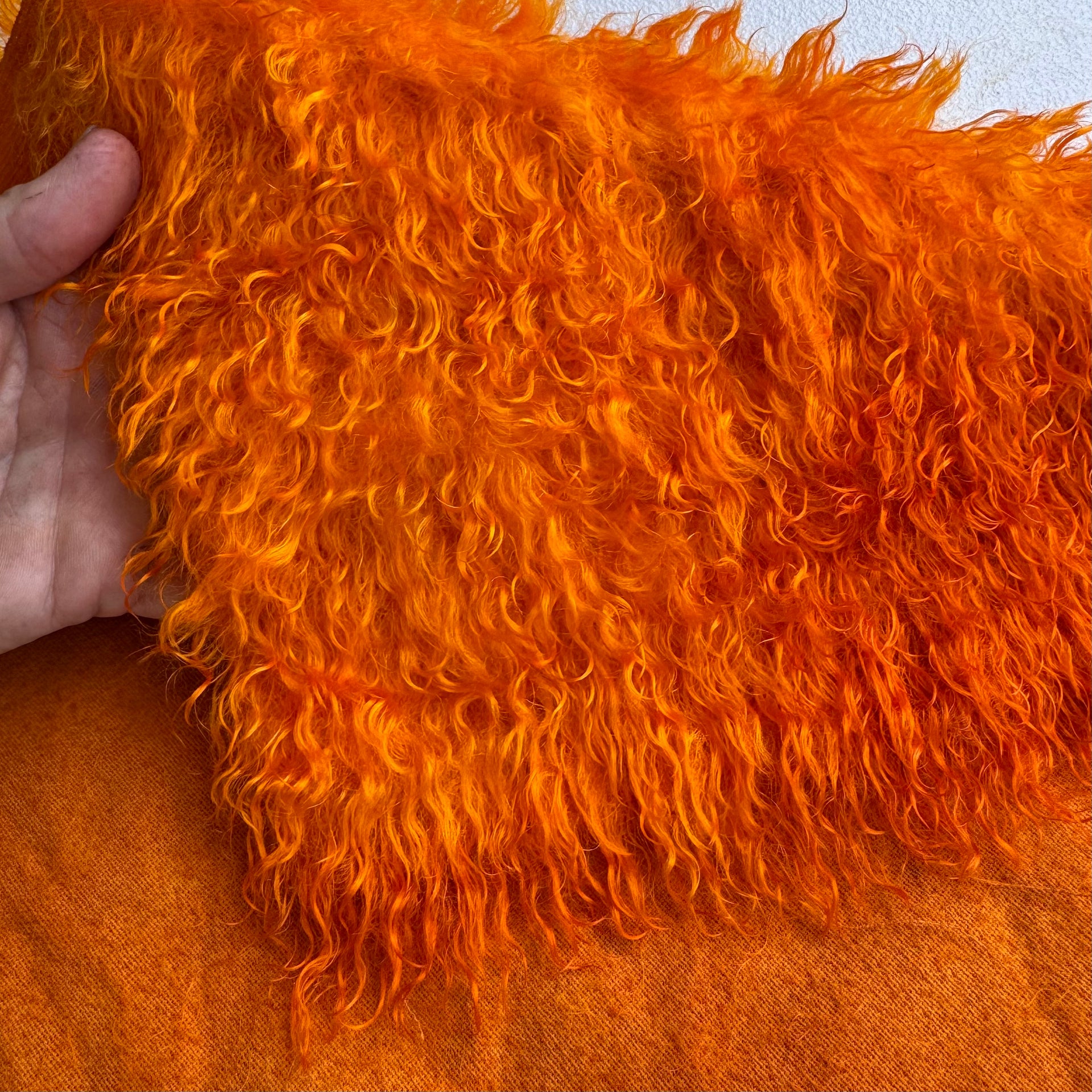 Curlylocks Mohair - Hand Dyed Vibrant Orange - Fat 1/8m - DEC093