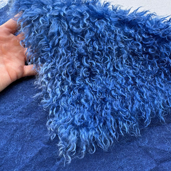Curlylocks Mohair - Hand Dyed Dark Denim Batik - Fat 1/8m - DEC095