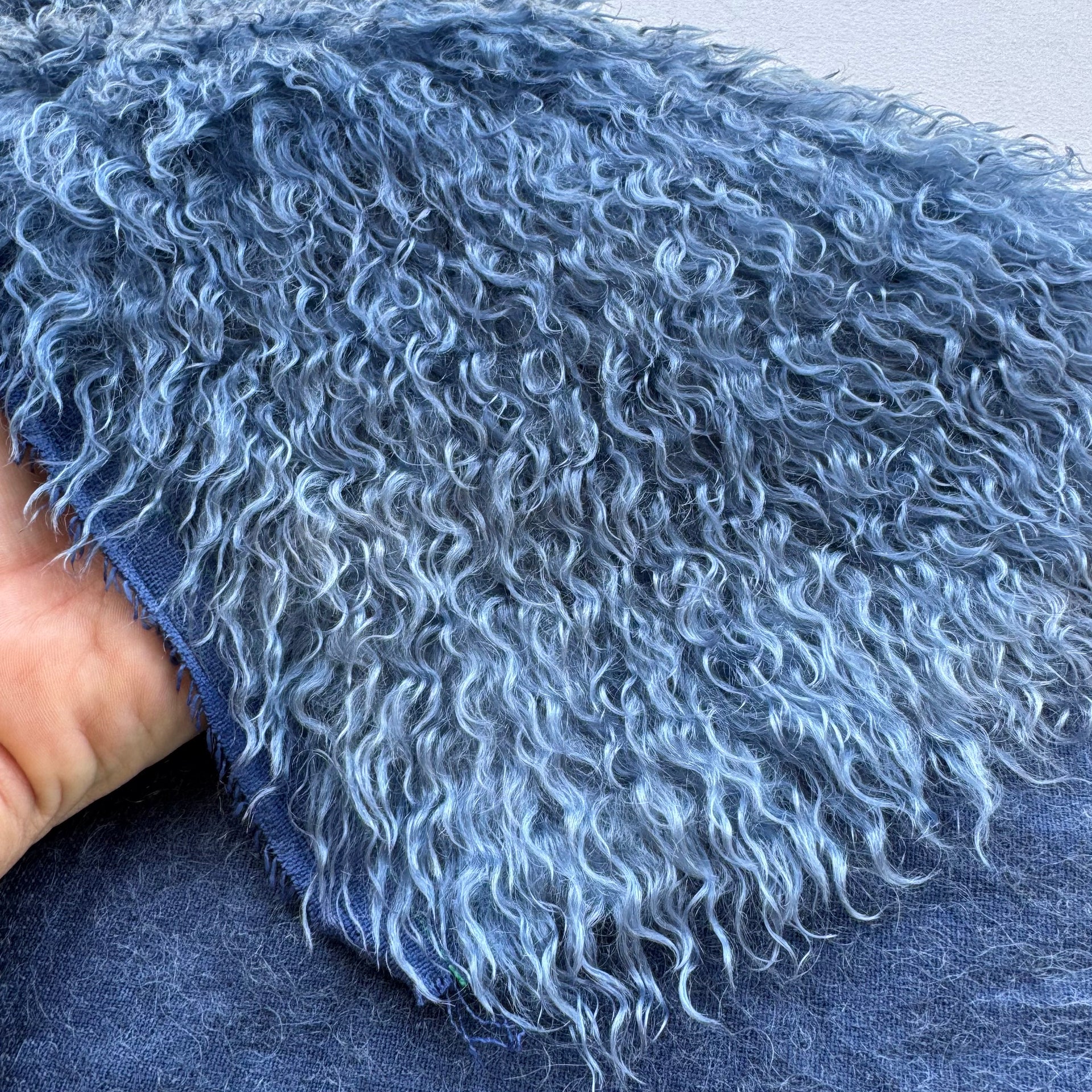 Curlylocks Mohair - Hand Dyed Steel Blue Batik - Fat 1/8m - DEC101