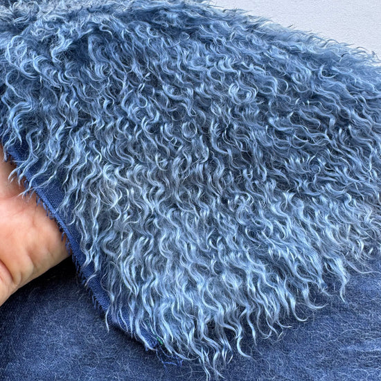 Curlylocks Mohair - Hand Dyed Steel Blue Batik - Fat 1/8m - DEC101