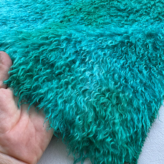 Curlylocks Mohair - Hand Dyed Turquoise Batik - Fat 1/4m - DEC109