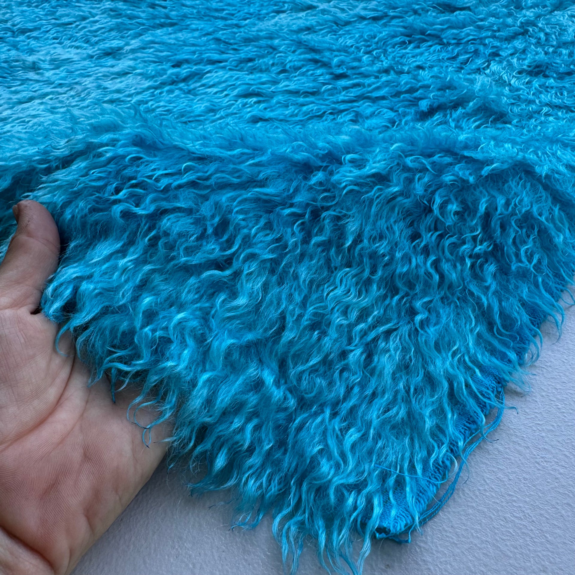 Curlylocks Mohair - Hand Dyed Crystal Blue Batik - Fat 1/4m - DEC110