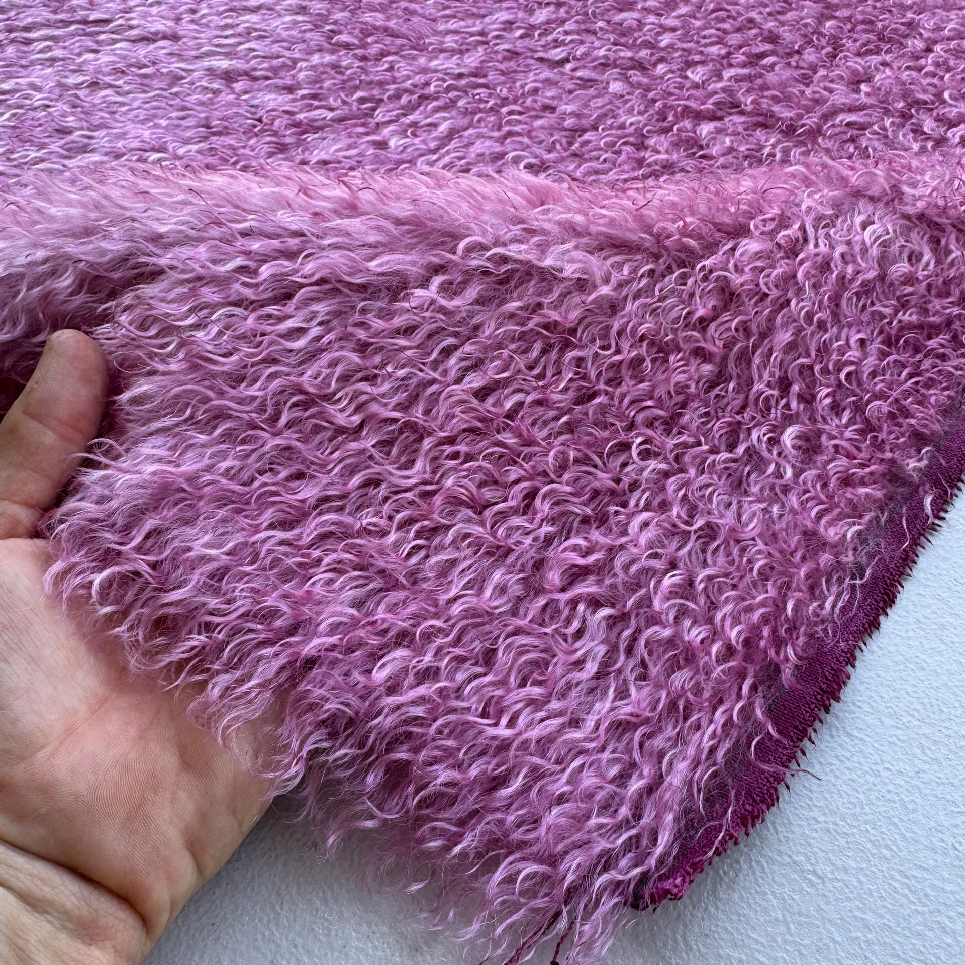 Curlylocks Mohair - Hand Dyed Ducky Rose - Fat 1/4m - DEC112