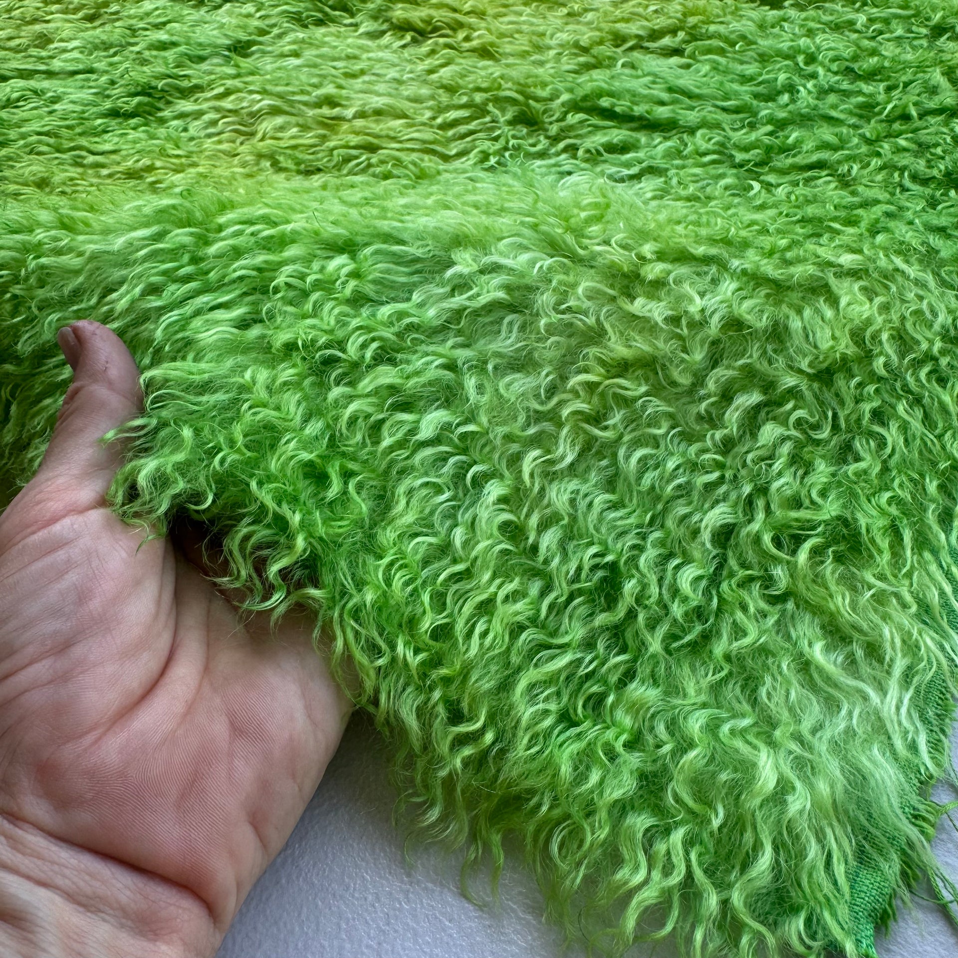 Curlylocks Mohair - Hand Dyed Lime Batik - Fat 1/4m - DEC113
