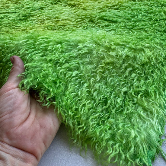 Curlylocks Mohair - Hand Dyed Lime Batik - Fat 1/4m - DEC113