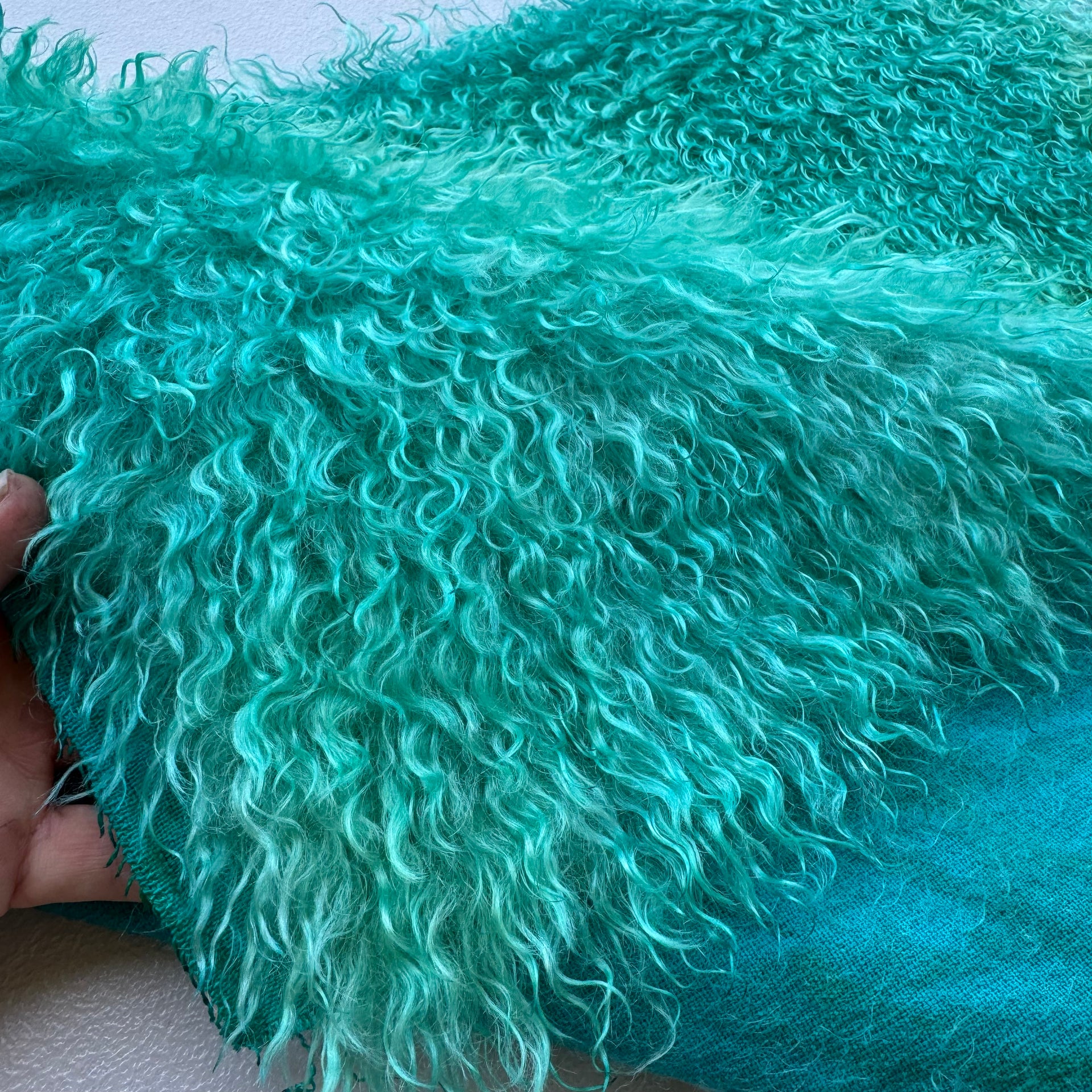 Curlylocks Mohair - Hand Dyed Aqua Batik - Fat 1/4m - DEC116