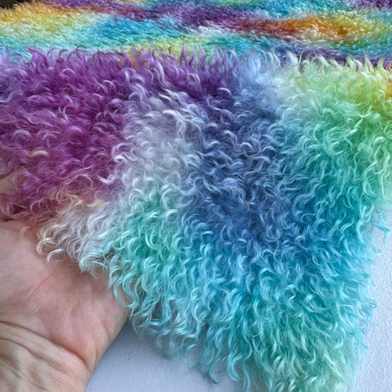 Curlylocks Mohair - Hand Dyed Bright Rainbow - Fat 1/2m - DEC124