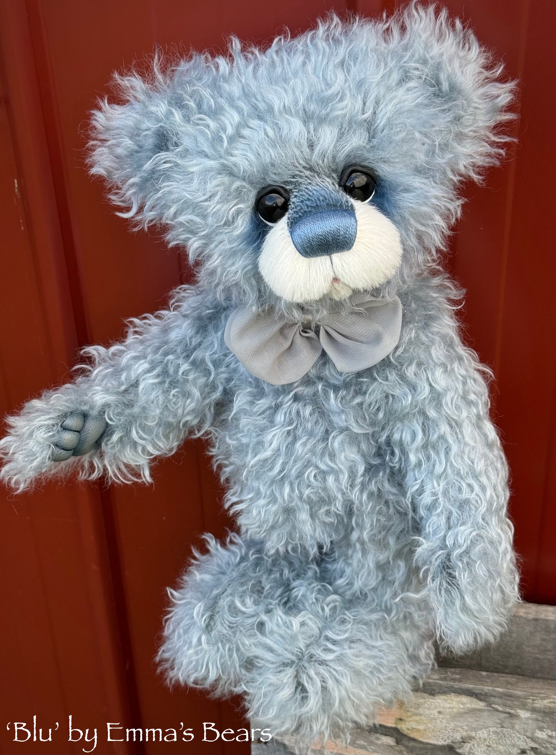 Blu - 16" Hand-dyed Curlylocks Mohair Artist Bear by Emmas Bears - OOAK