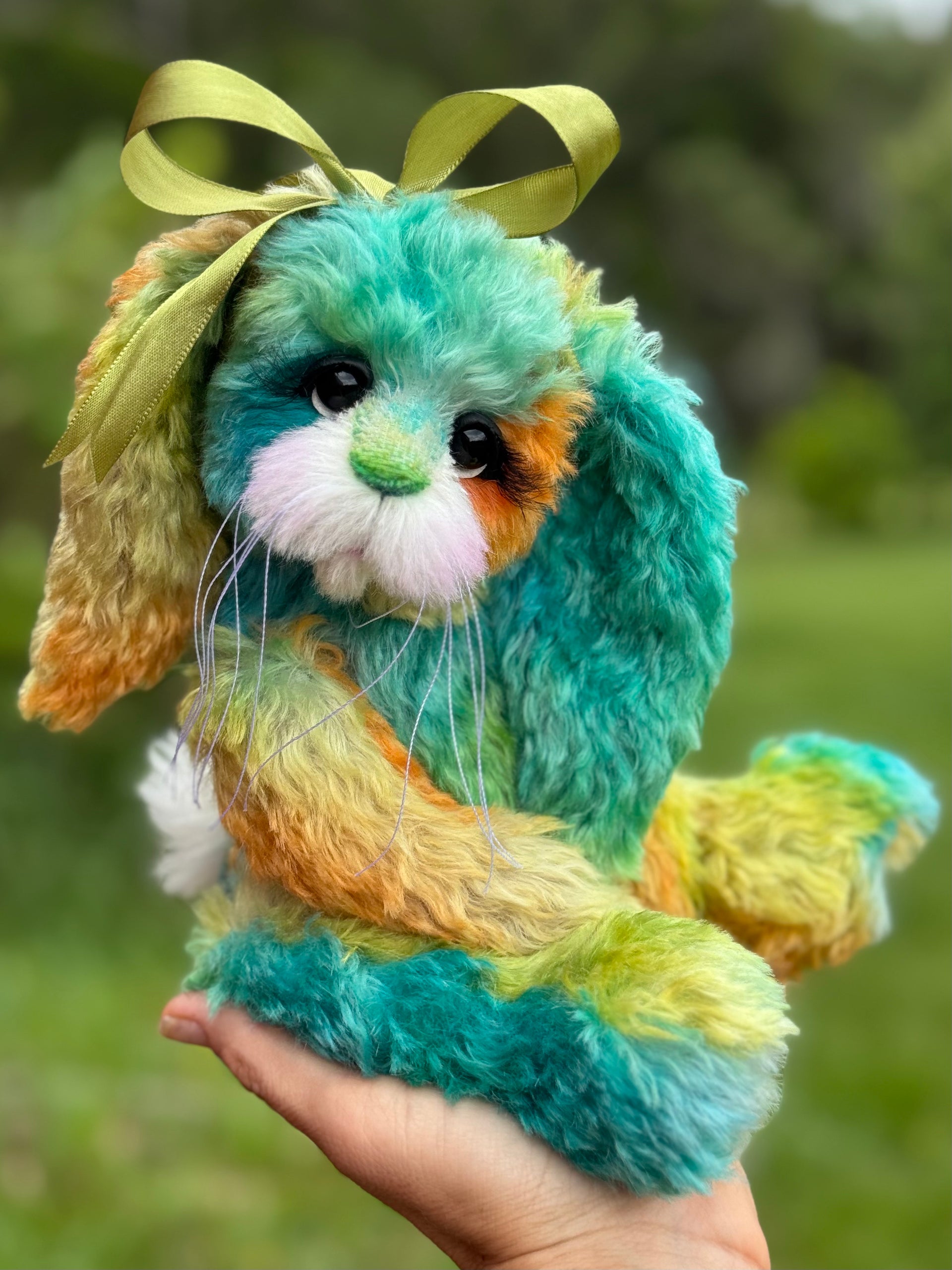 FireOpal - 12" Hand-Dyed Mohair Bunny by Emma's Bears - OOAK