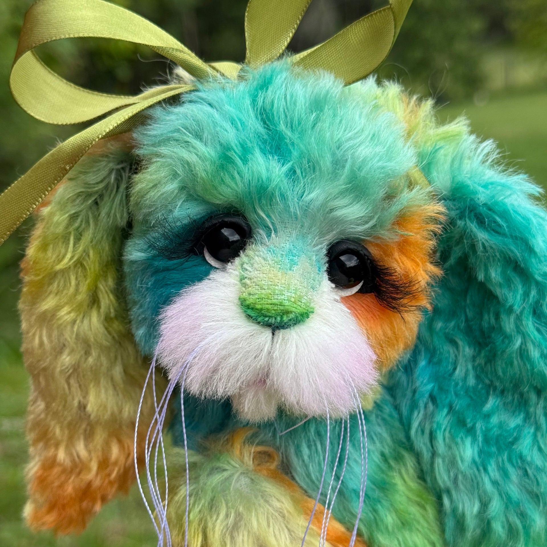 FireOpal - 12" Hand-Dyed Mohair Bunny by Emma's Bears - OOAK