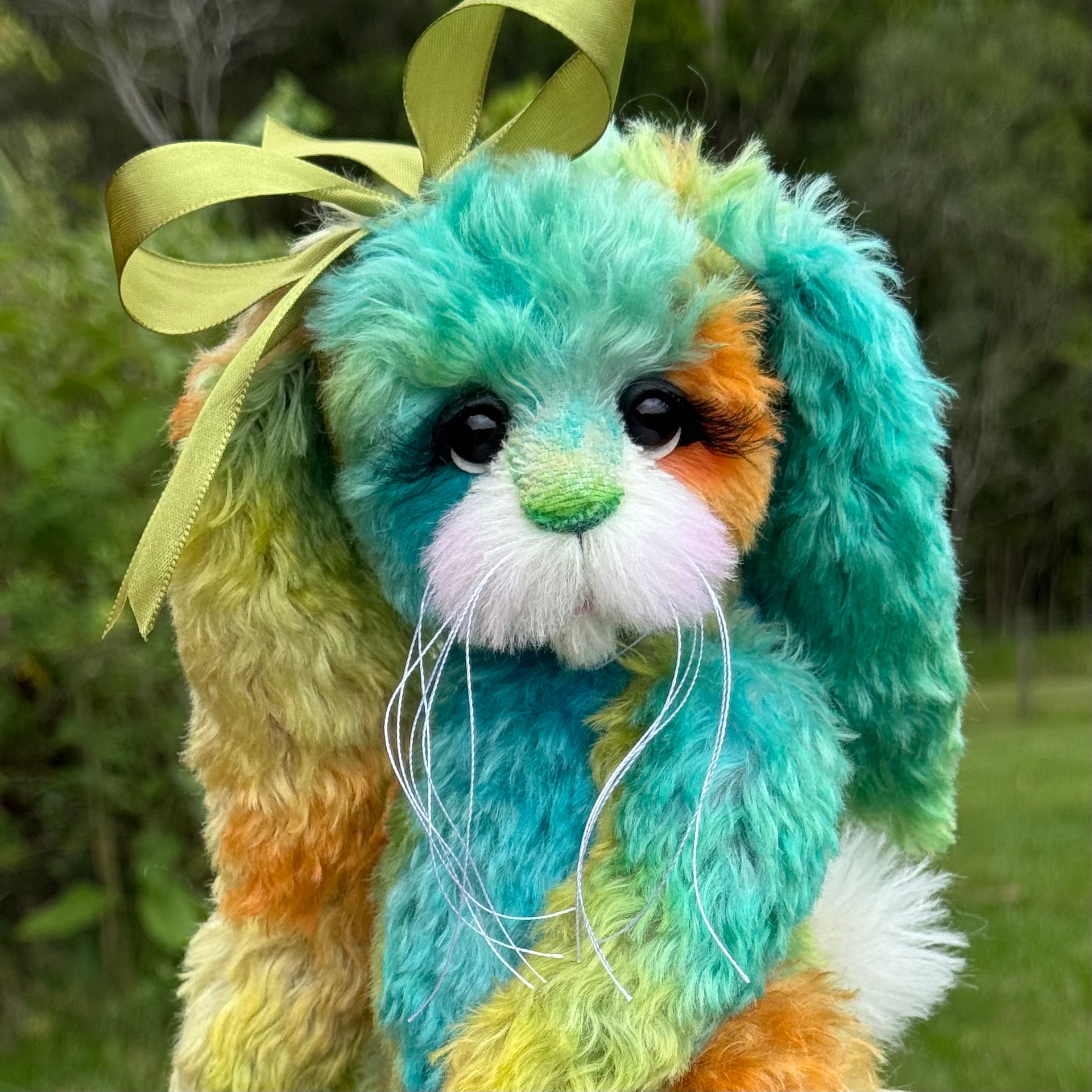 FireOpal - 12" Hand-Dyed Mohair Bunny by Emma's Bears - OOAK