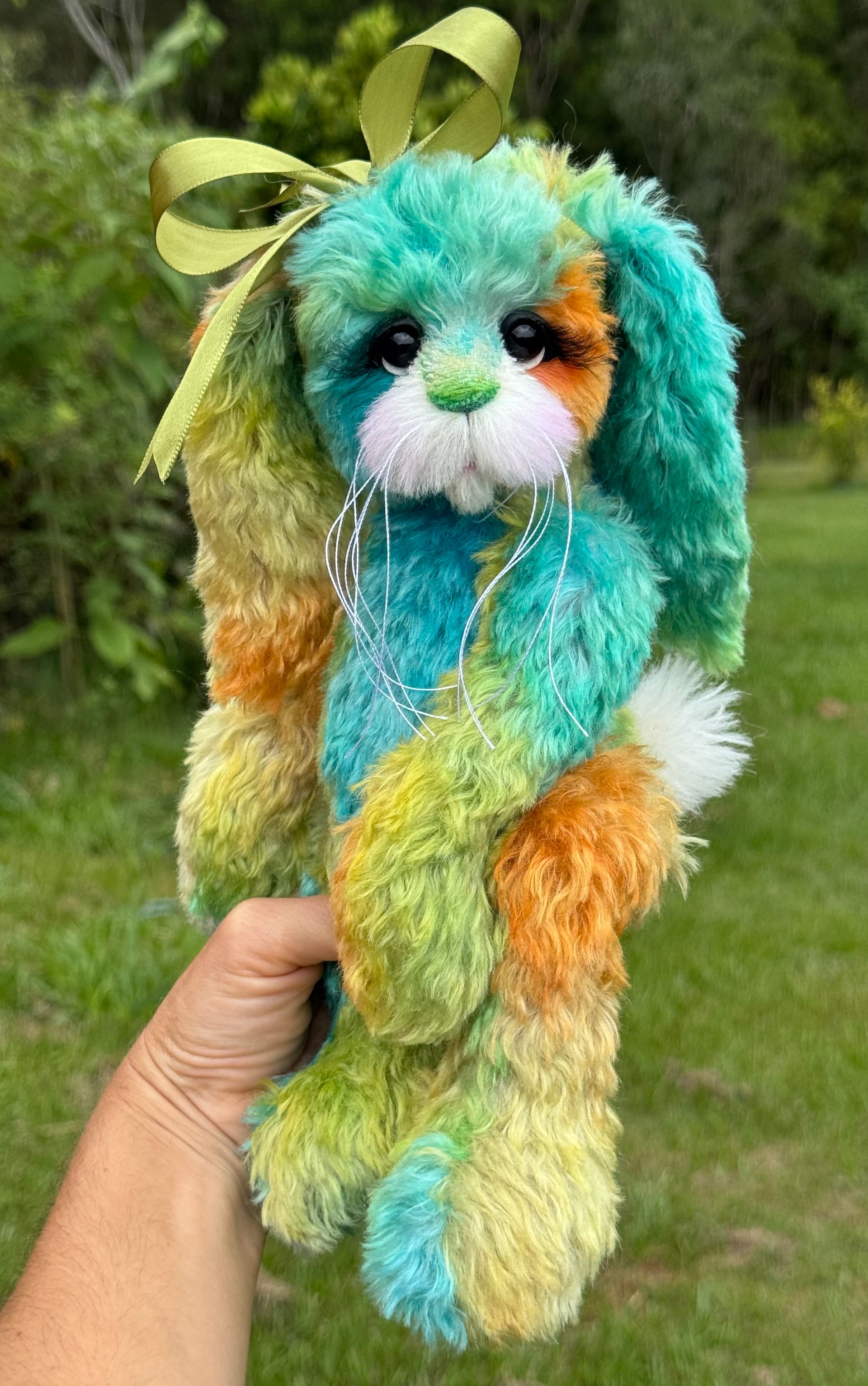 FireOpal - 12" Hand-Dyed Mohair Bunny by Emma's Bears - OOAK