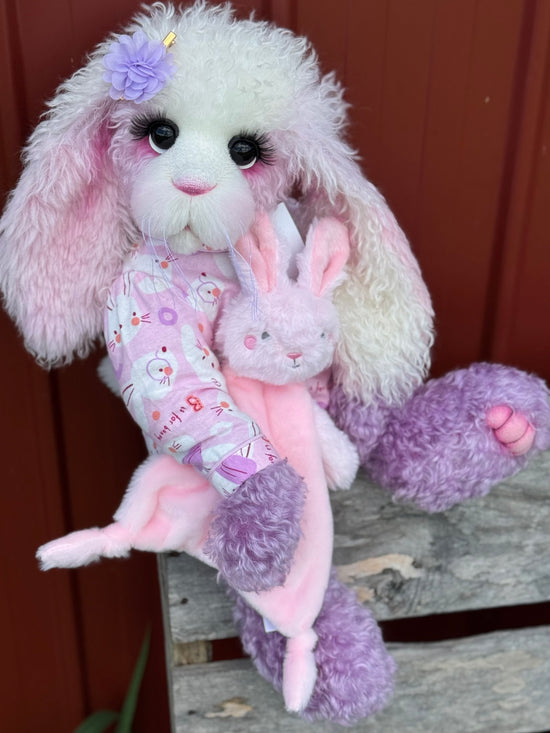 Marshmallow Sunday - 22" Pink and Lilac Mohair and Alpaca Easter Artist Bunny by Emma's Bears - OOAK