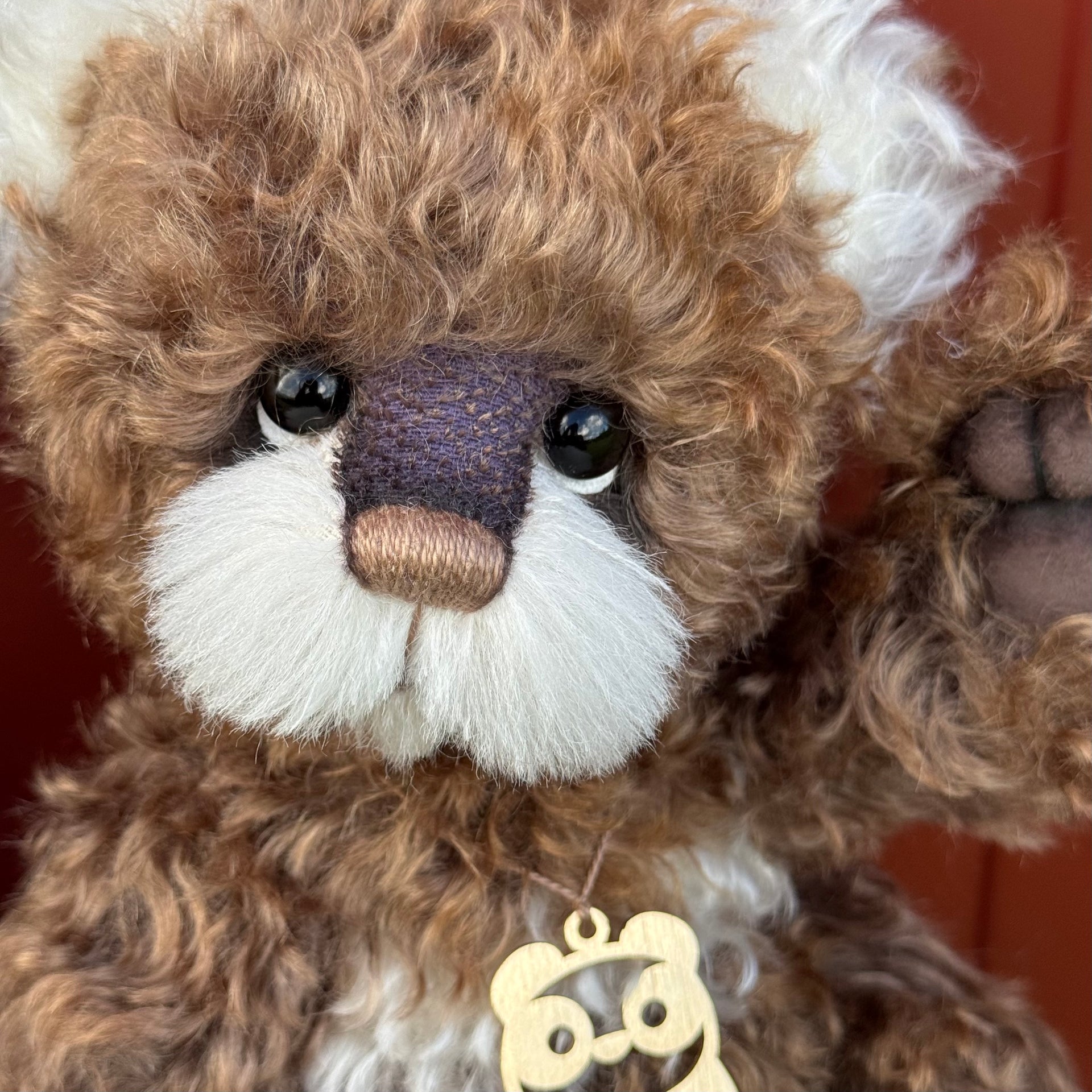 Button - 12" Hand-dyed curly kid mohair Artist Bear by Emma's Bears - OOAK