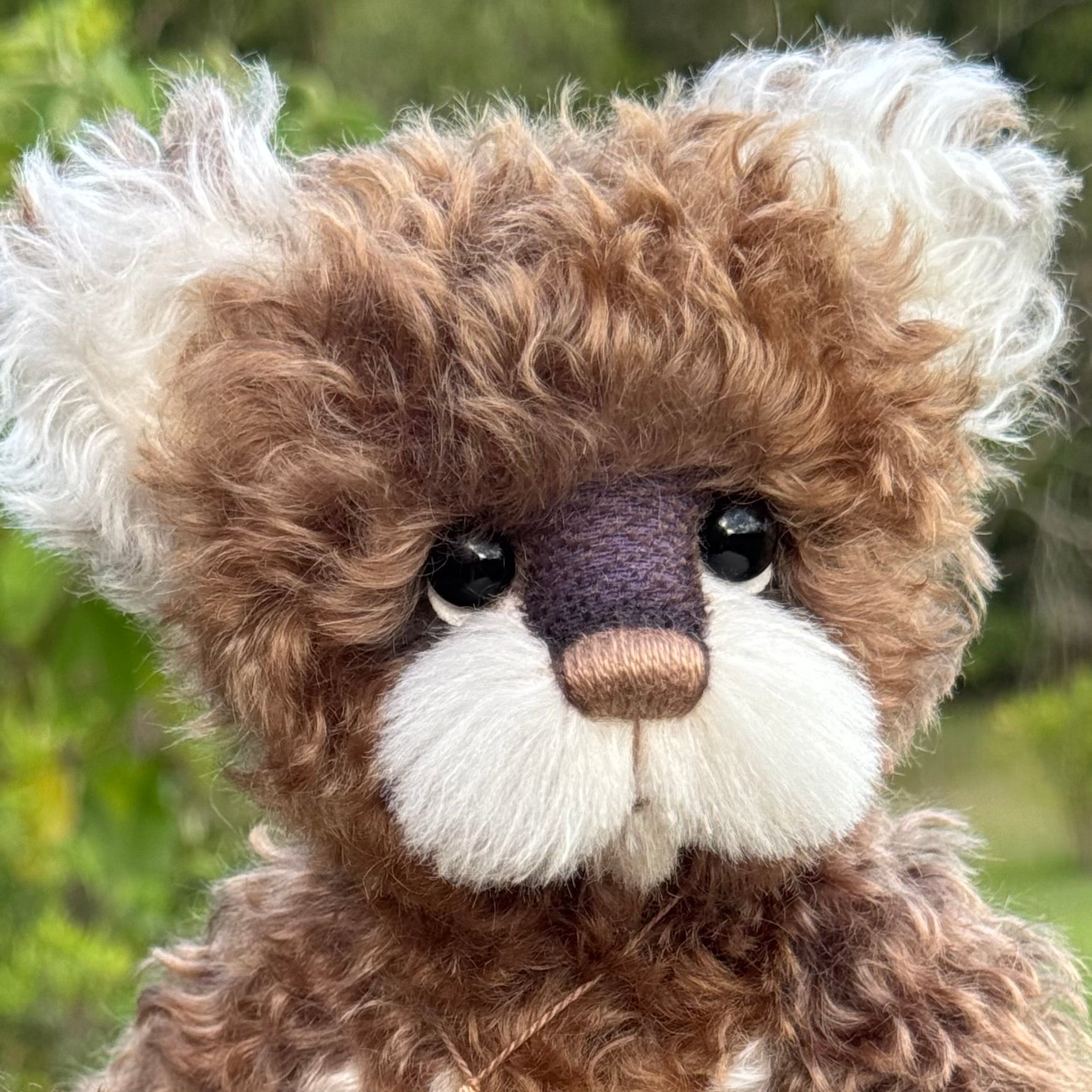 Button - 12" Hand-dyed curly kid mohair Artist Bear by Emma's Bears - OOAK