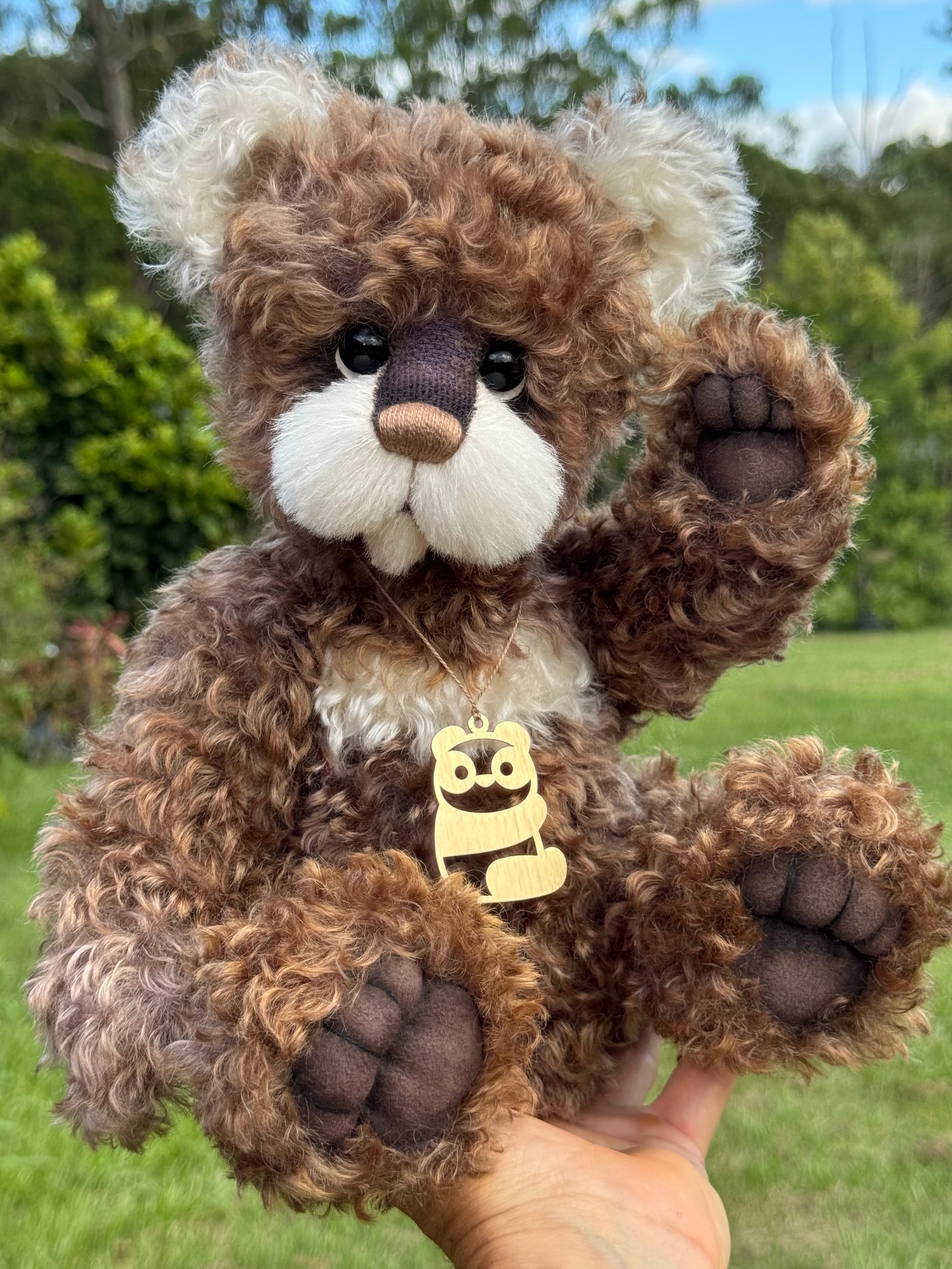 Harbour - 15" Hand-dyed curly kid mohair Artist Bear by Emma's Bears - OOAK