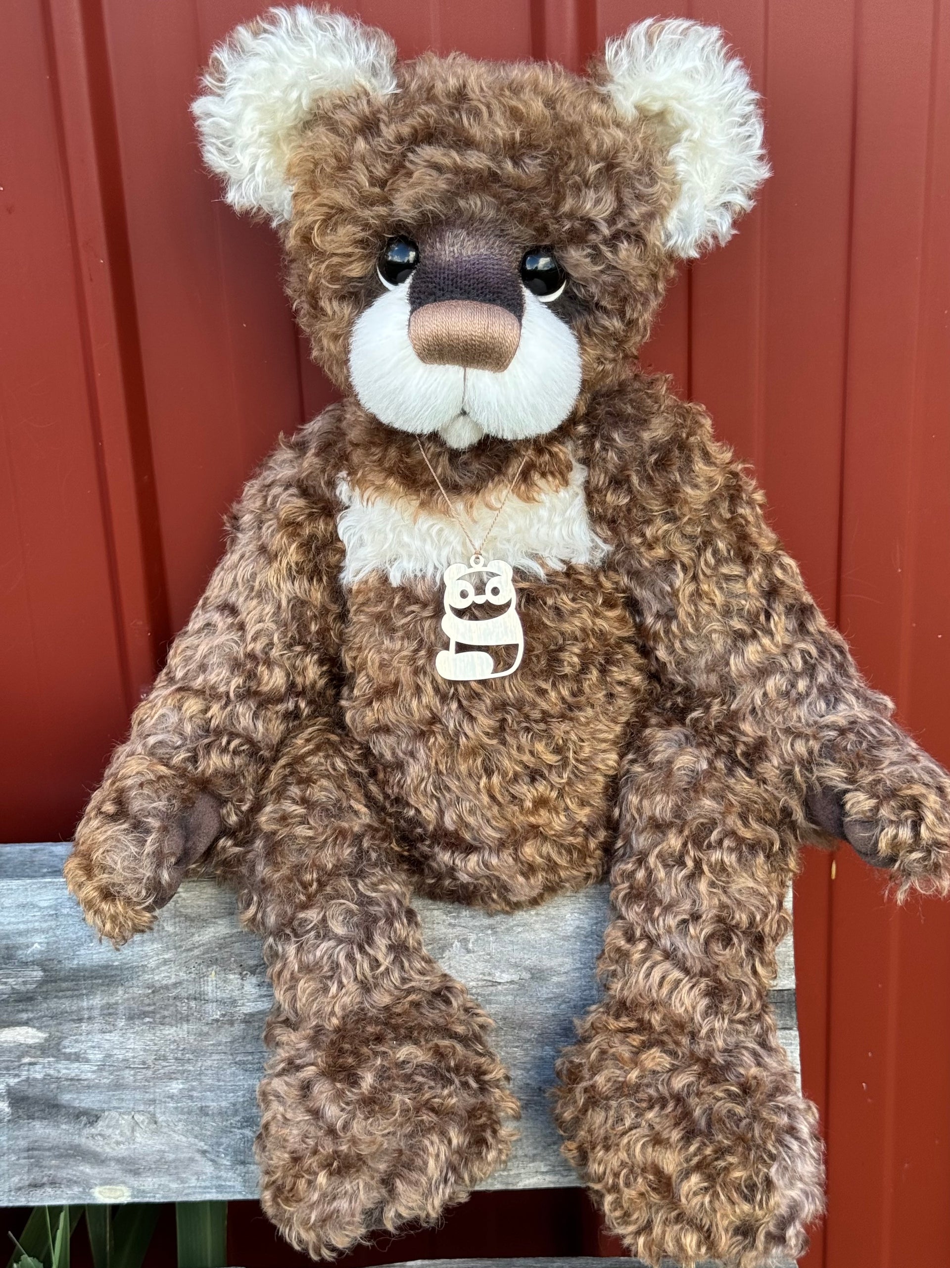 Jarrah - 21" Hand-dyed curly kid mohair Artist Bear by Emma's Bears - OOAK