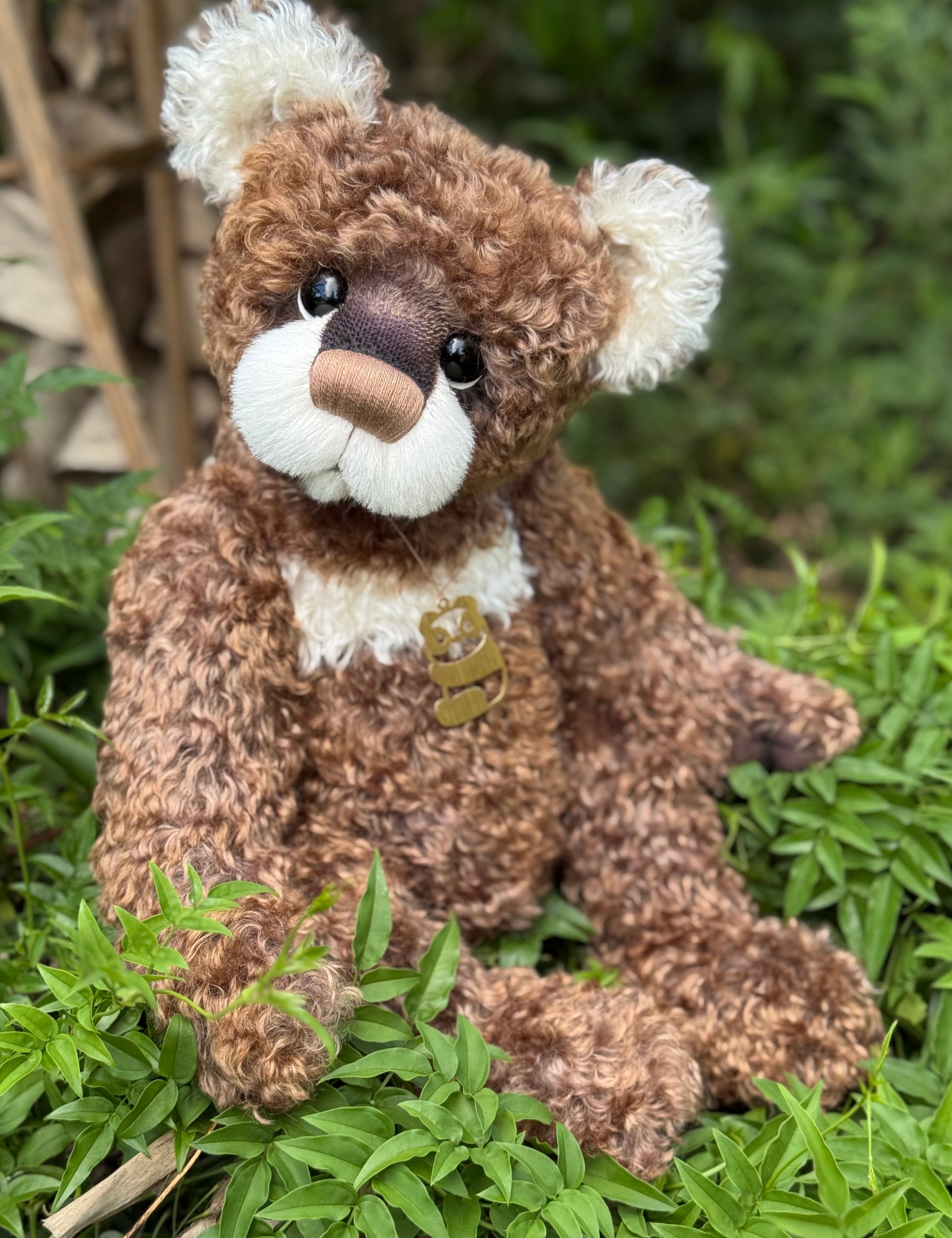 Jarrah - 21" Hand-dyed curly kid mohair Artist Bear by Emma's Bears - OOAK