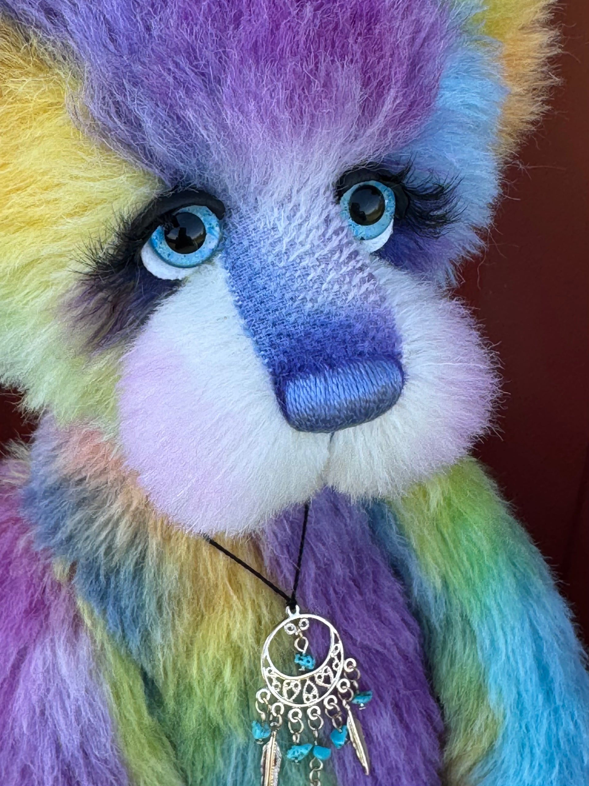Miss Aurora Starburst - 18" hand dyed alpaca rainbow artist bear by Emmas Bears - OOAK
