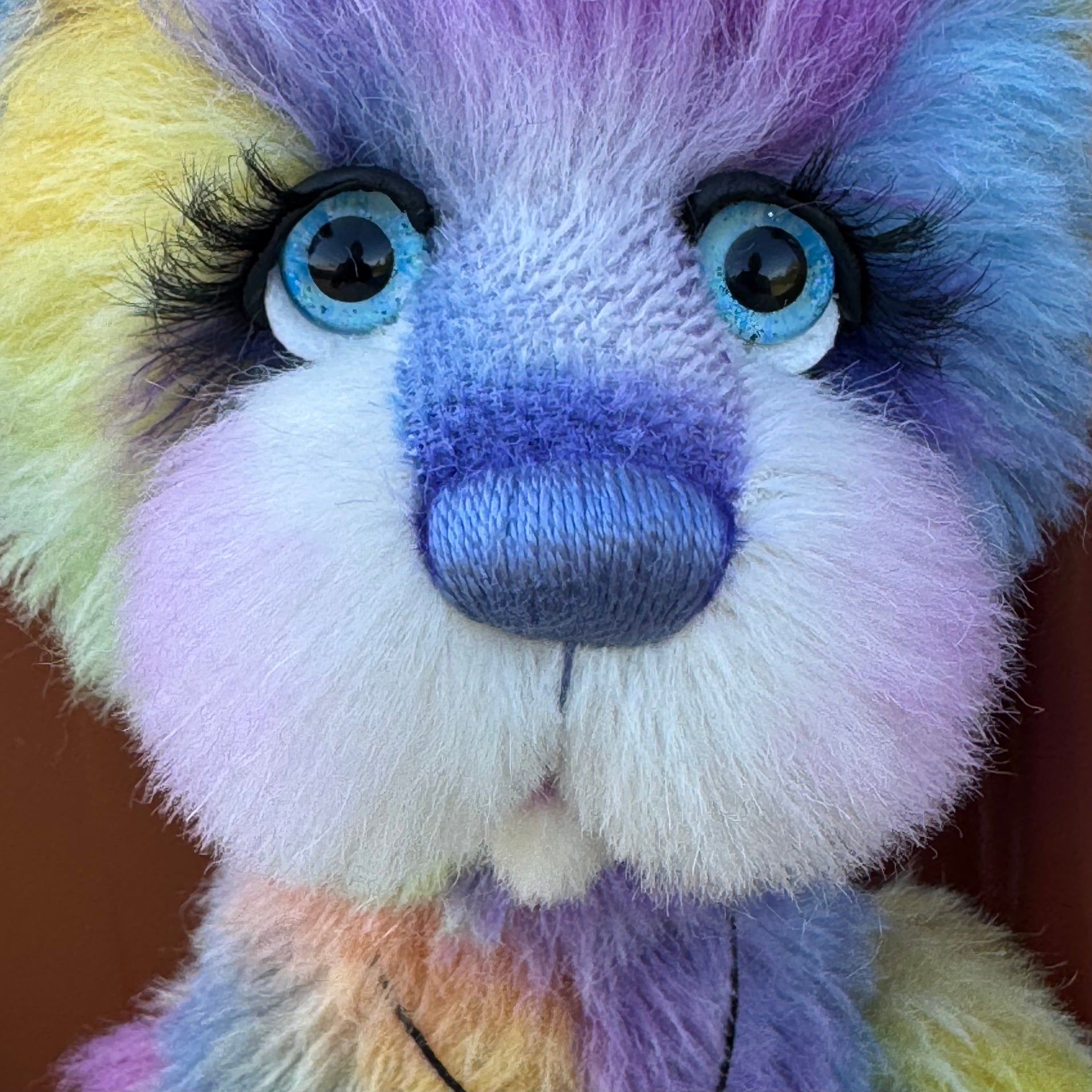 Miss Aurora Starburst - 18" hand dyed alpaca rainbow artist bear by Emmas Bears - OOAK