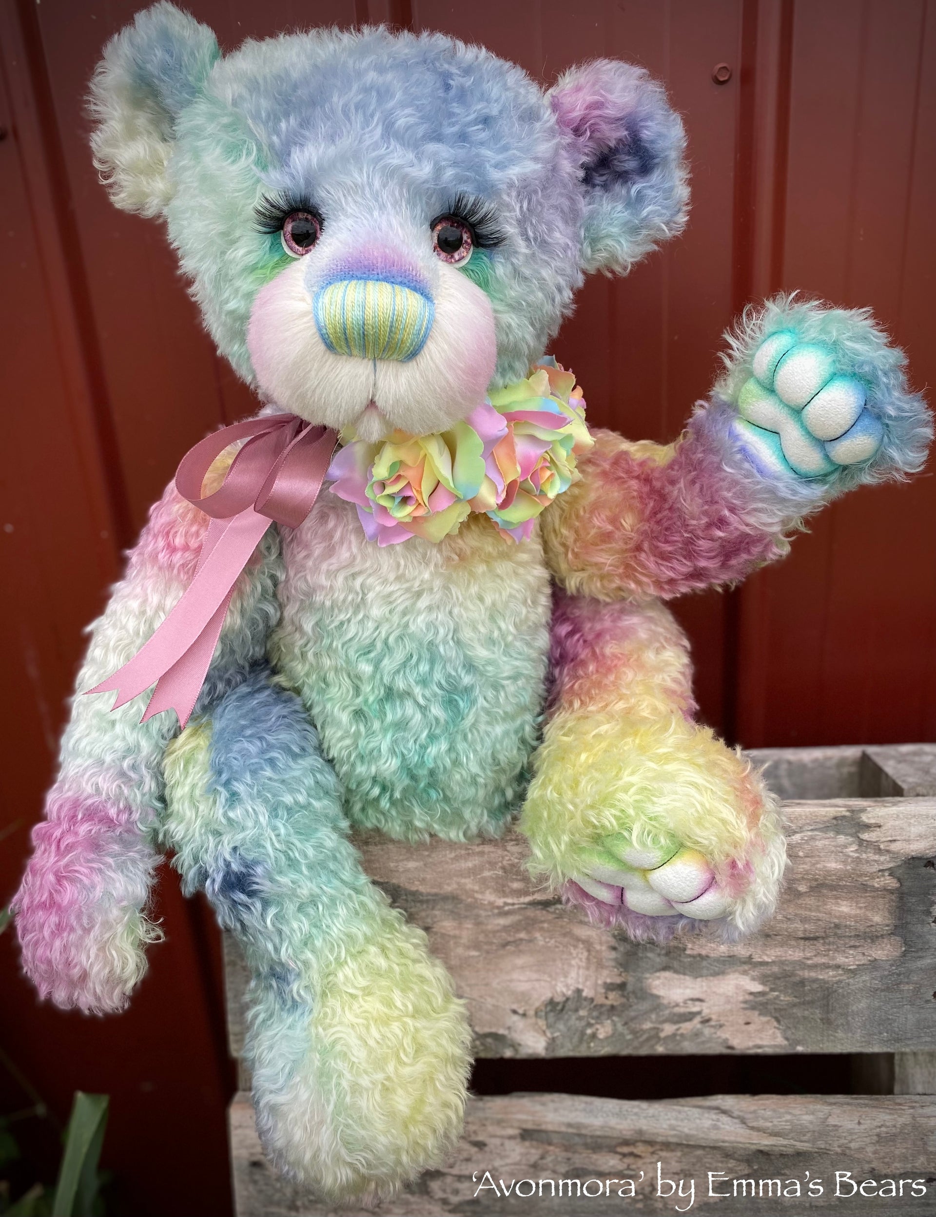 Avonmora - 23" Hand Dyed Curly Kid Mohair Artist Bear by Emma's Bears - OOAK