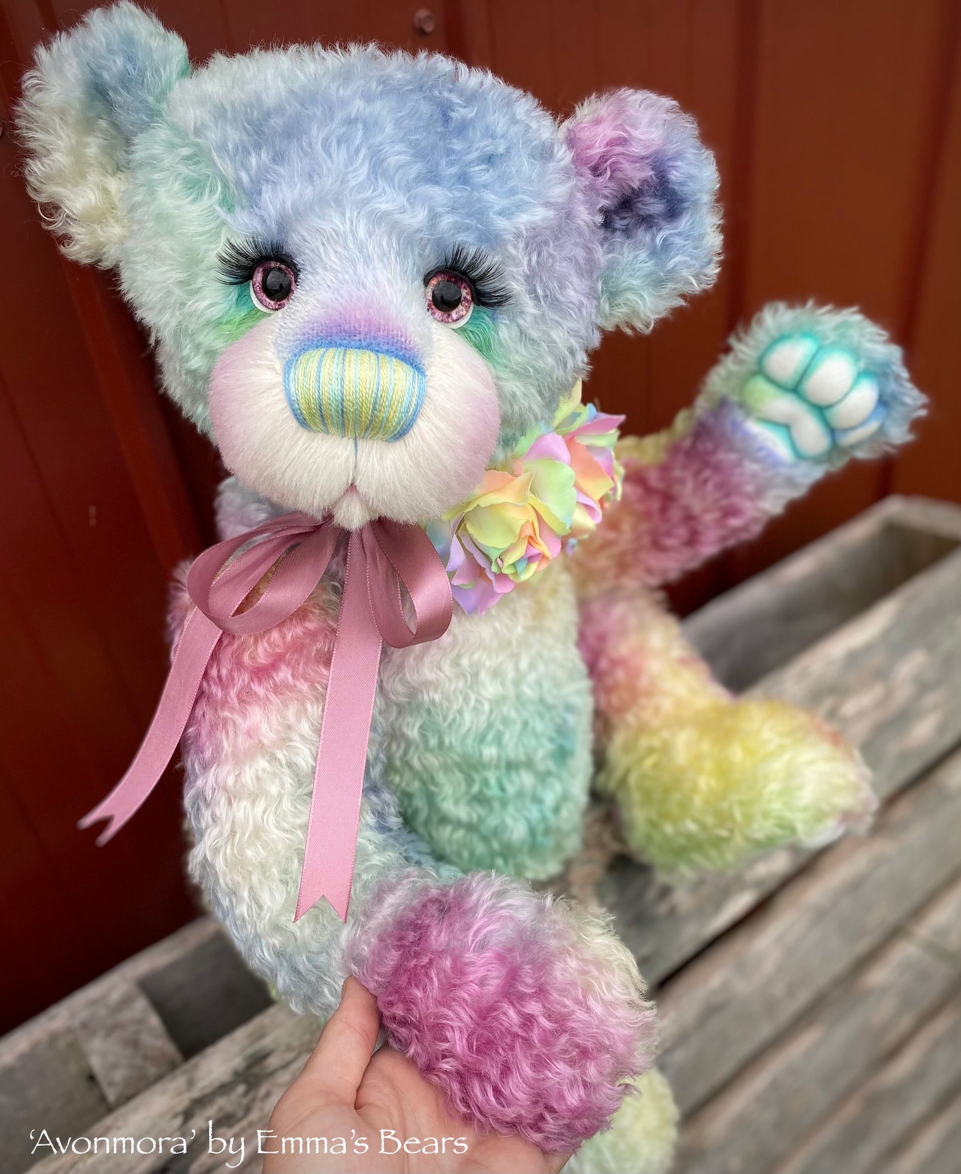 Avonmora - 23" Hand Dyed Curly Kid Mohair Artist Bear by Emma's Bears - OOAK