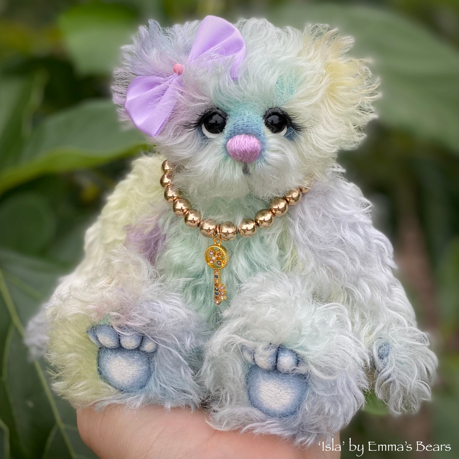 Isla - 8" Hand Dyed Curly Kid Mohair Artist Bear by Emma's Bears - OOAK