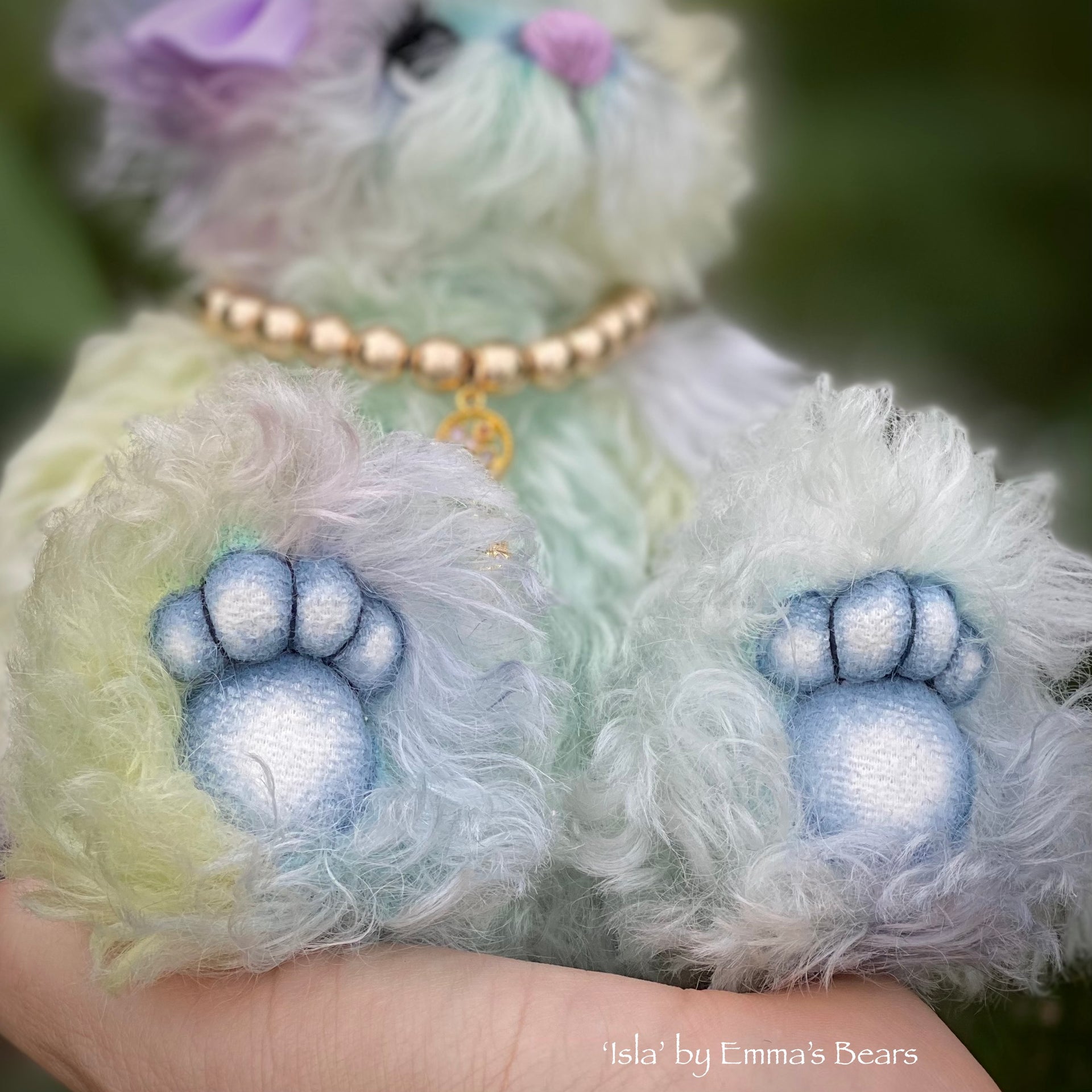 Isla - 8" Hand Dyed Curly Kid Mohair Artist Bear by Emma's Bears - OOAK