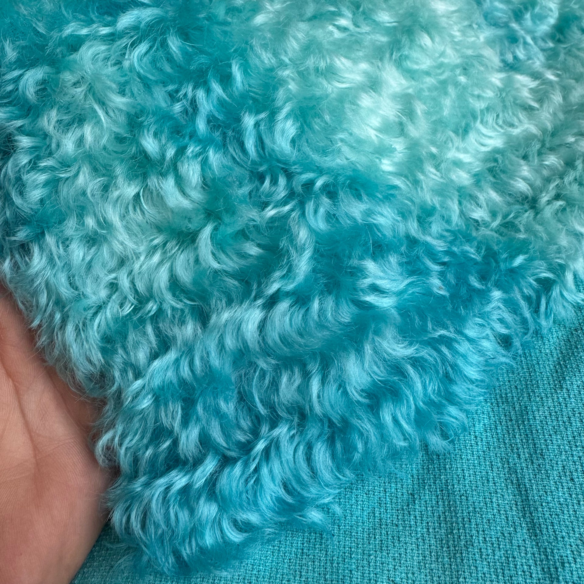 Curly Kid Mohair - Hand Dyed Crystal Blue Batik - Fat 1/8m - FEB052