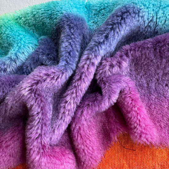 10mm Alpaca  - Hand Dyed Rainbow - Fat 1/8m  - FEB067