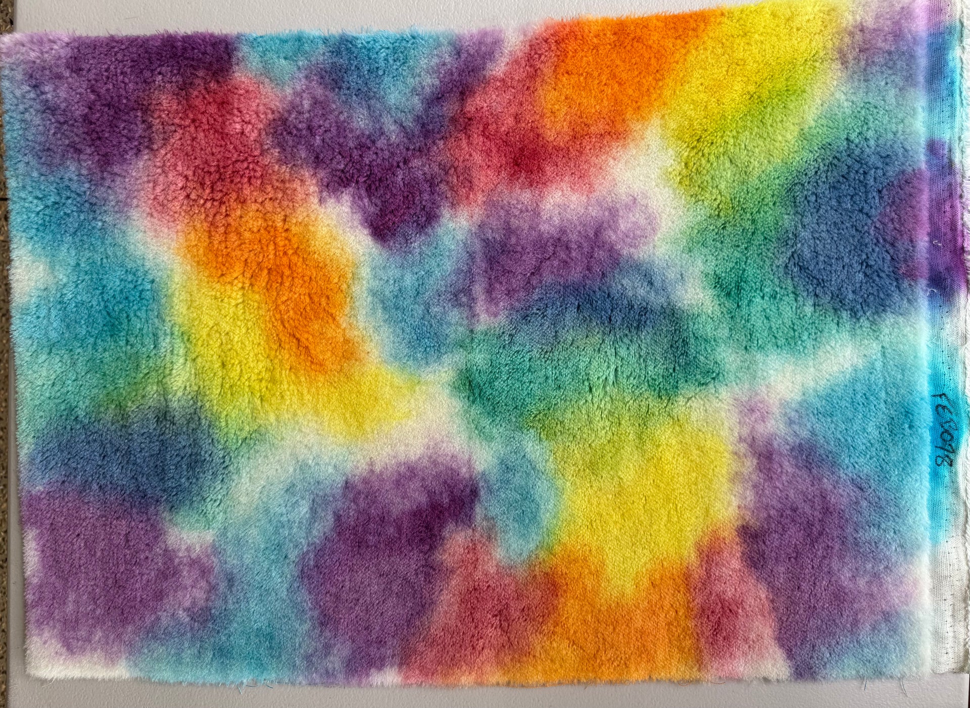 10mm Alpaca  - Hand Dyed Rainbow Clouds - Fat 1/4m  - FEB078