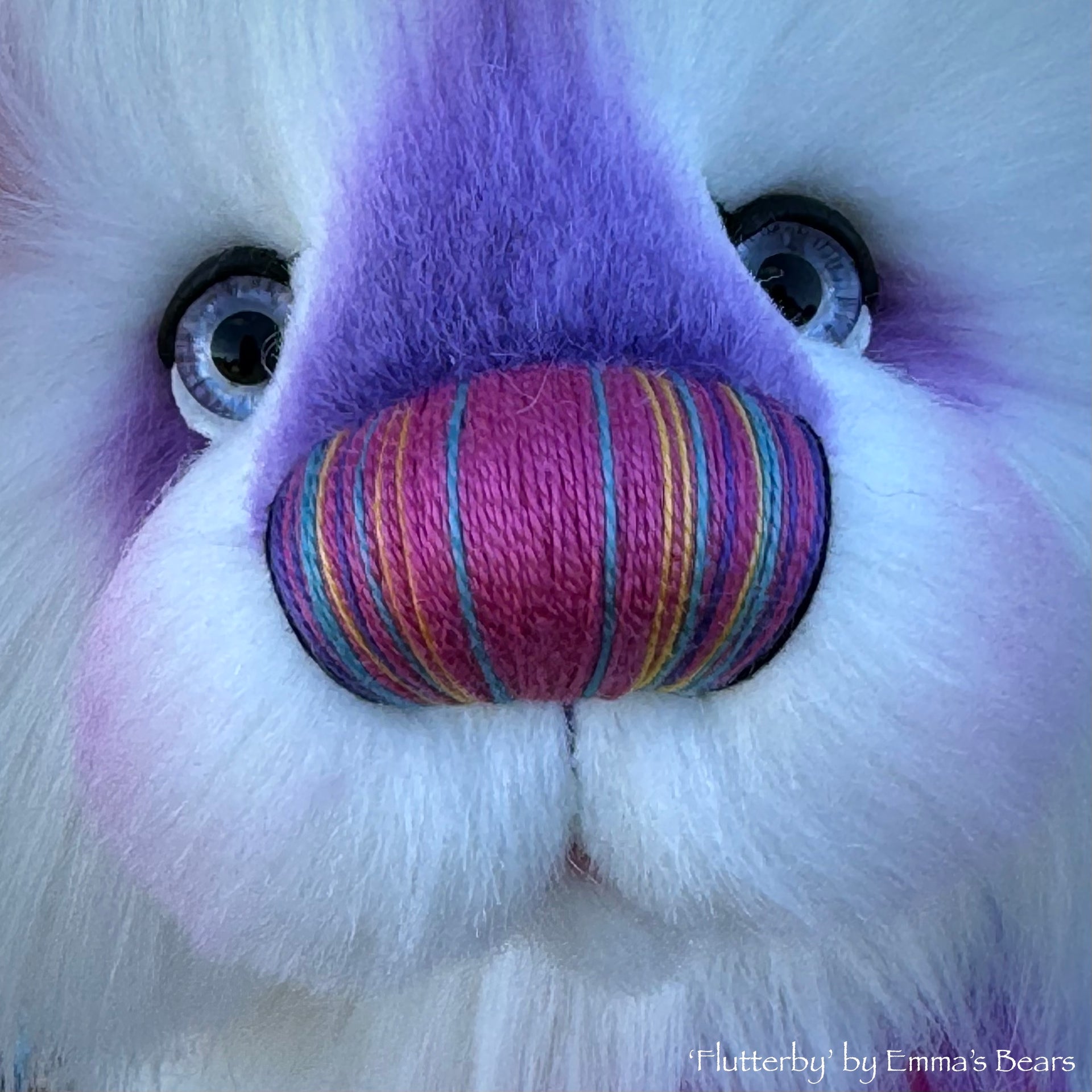 Flutterby - 15" Rainbow Faux Fur Artist Bear by Emmas Bears - OOAK