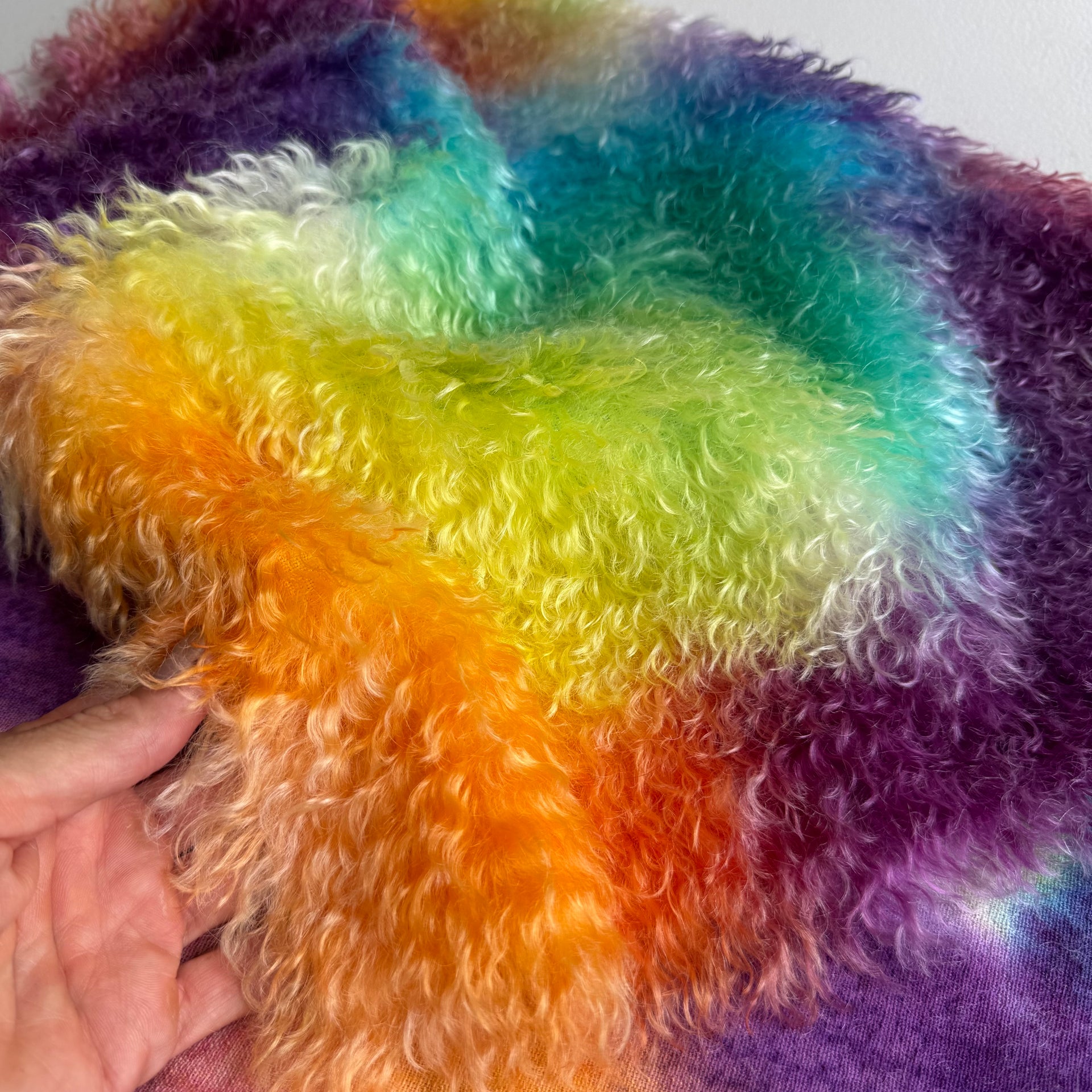 Curlylocks Mohair - Hand Dyed Rainbow Clouds - Fat 1/4m - FEB092