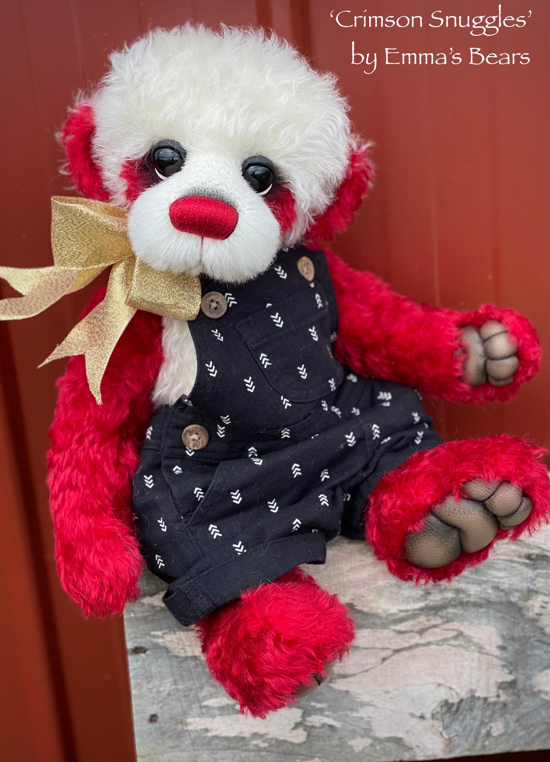 Crimson Snuggles - 17" Christmas 2023 Artist Bear by Emma's Bears - OOAK