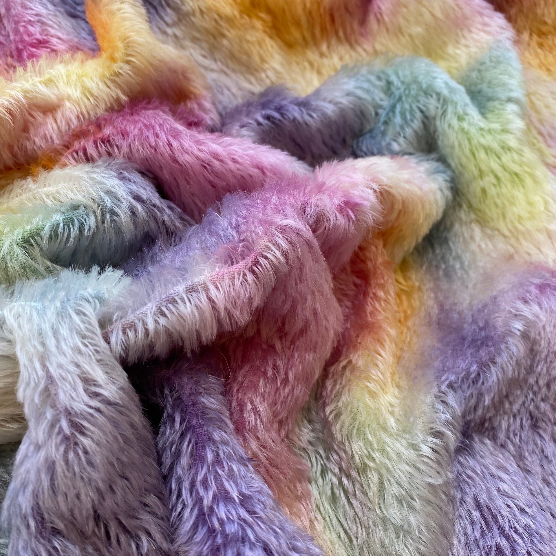 Distressed 9mm Mohair - Hand Dyed Rainbow Clouds - Fat 1/4m - MAY010