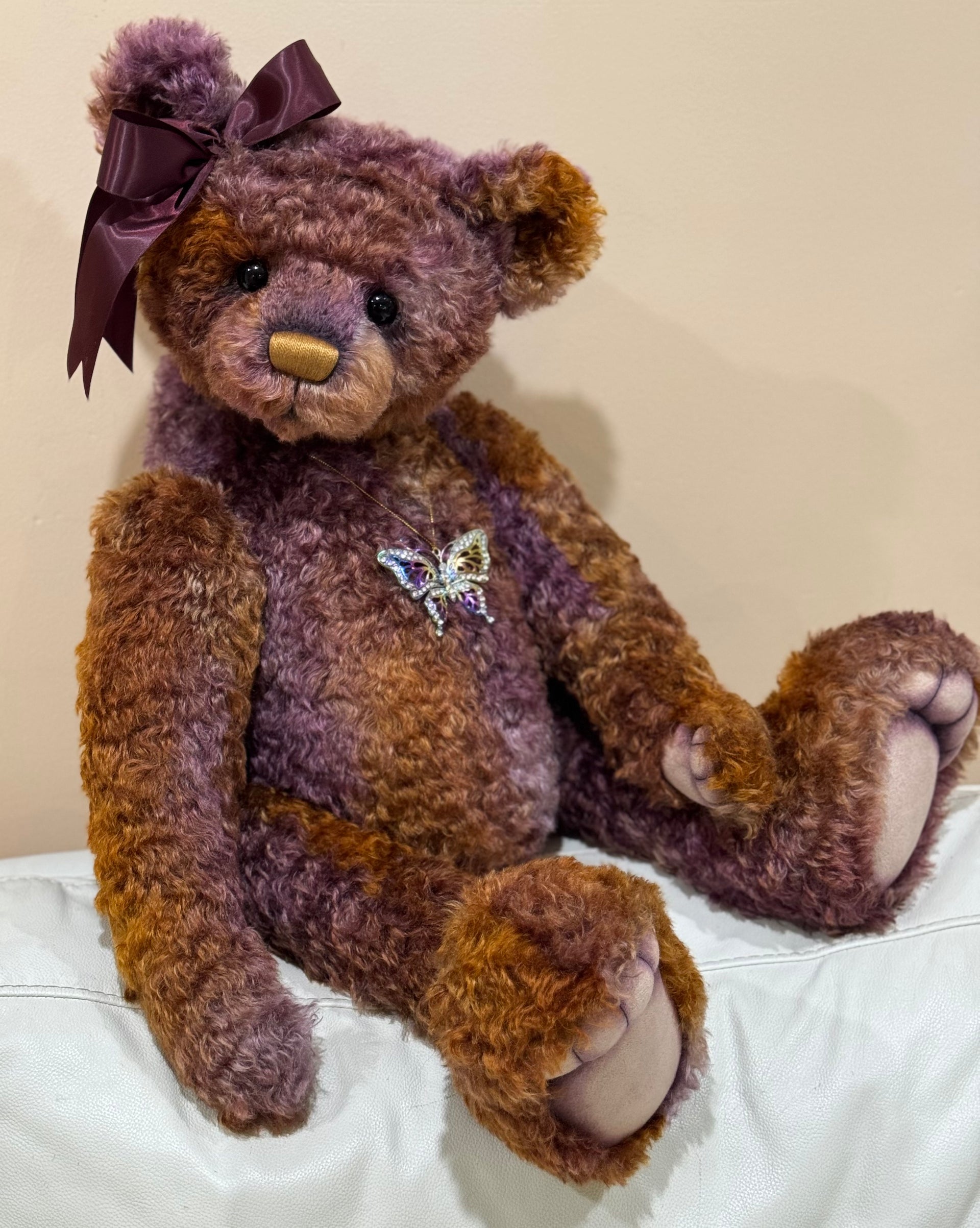 Aubrey - 29" hand dyed curly kid mohair bear by Emmas Bears - OOAK