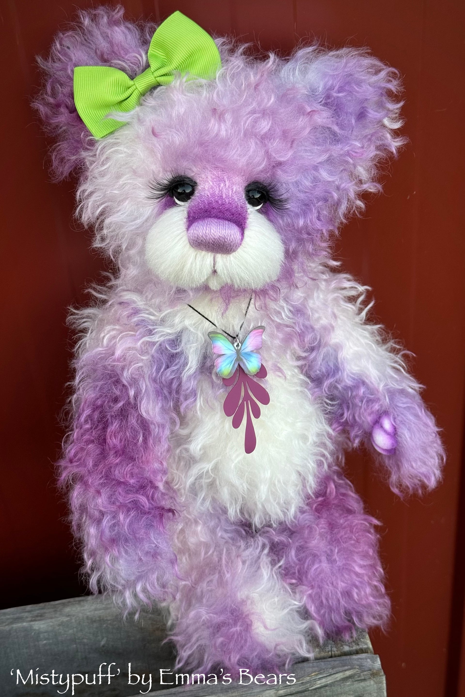 Mistypuff - 13" Hand-Dyed Curlylocks Mohair Bear by Emma's Bears - OOAK