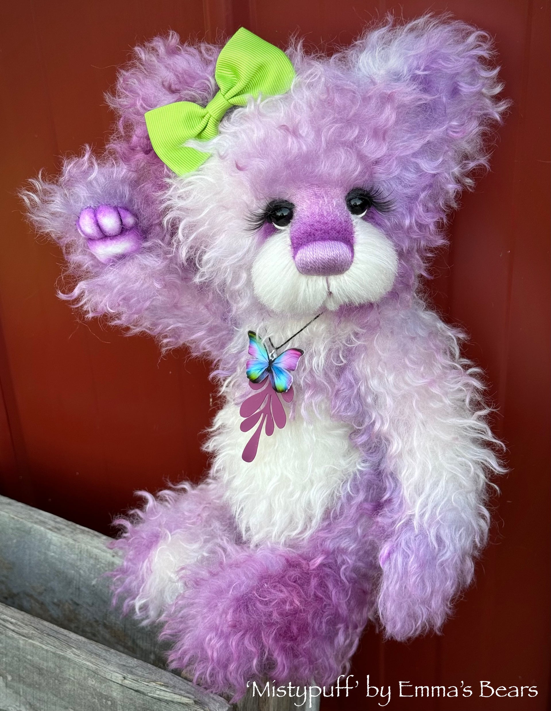 Mistypuff - 13" Hand-Dyed Curlylocks Mohair Bear by Emma's Bears - OOAK