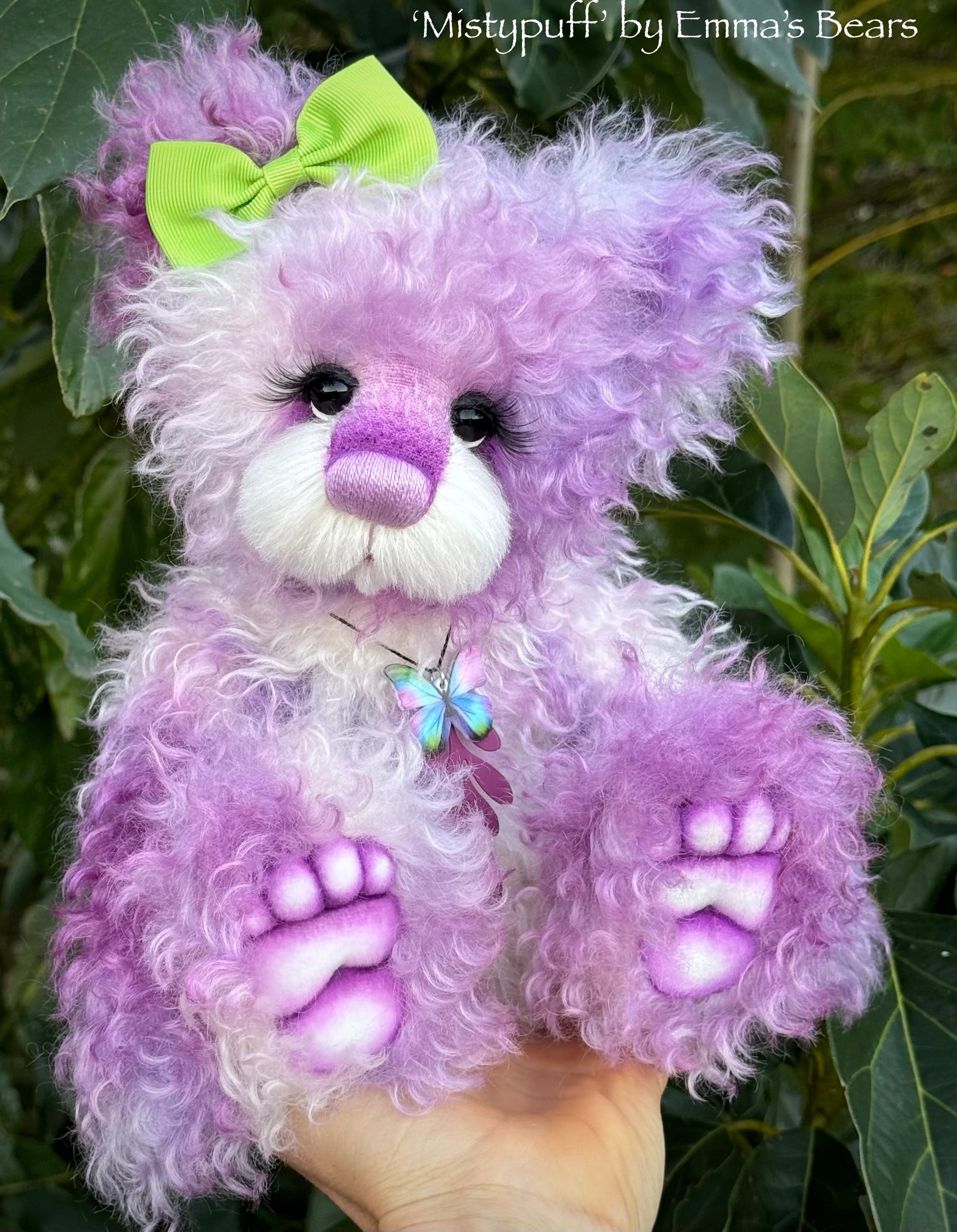 Mistypuff - 13" Hand-Dyed Curlylocks Mohair Bear by Emma's Bears - OOAK