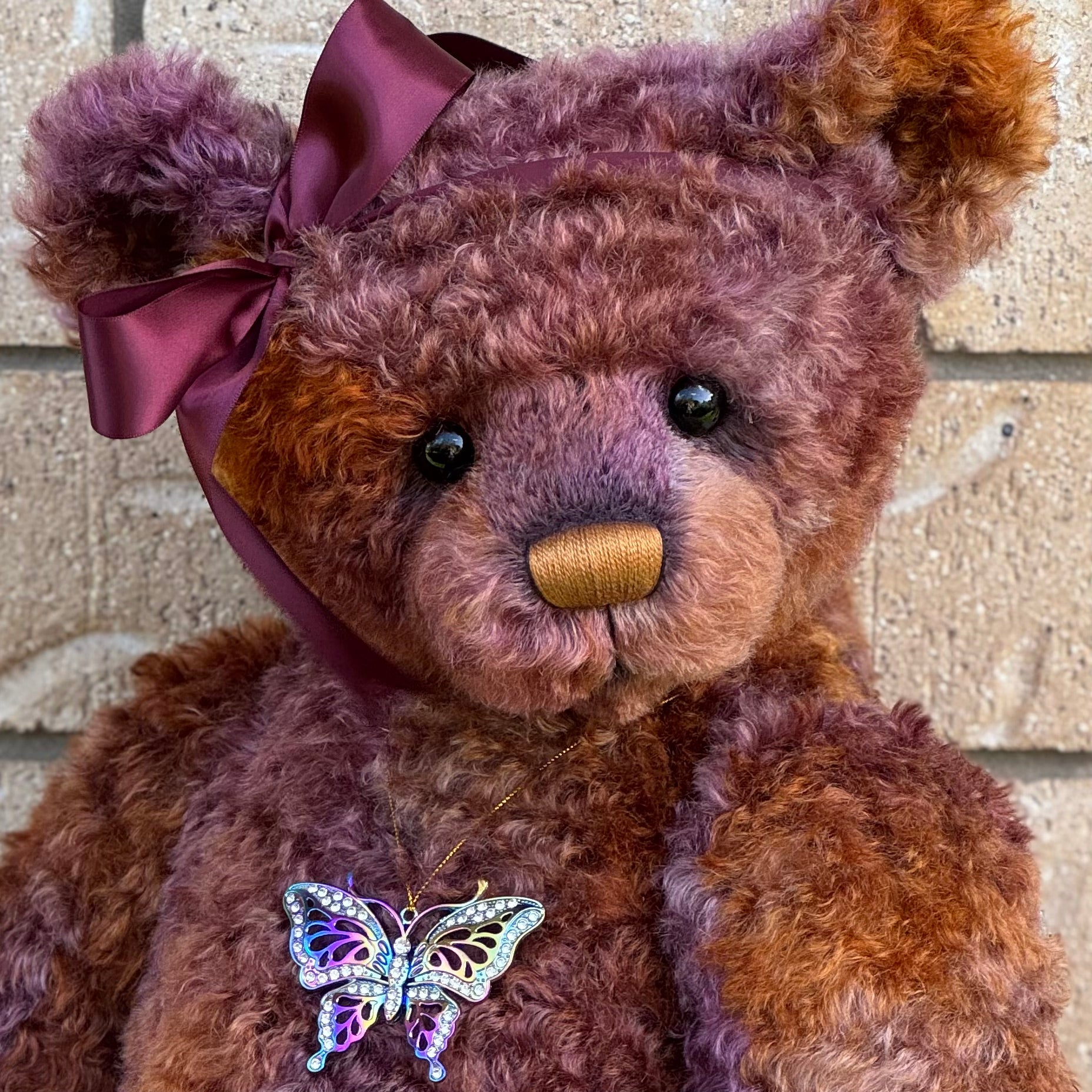 Aubrey - 29" hand dyed curly kid mohair bear by Emmas Bears - OOAK
