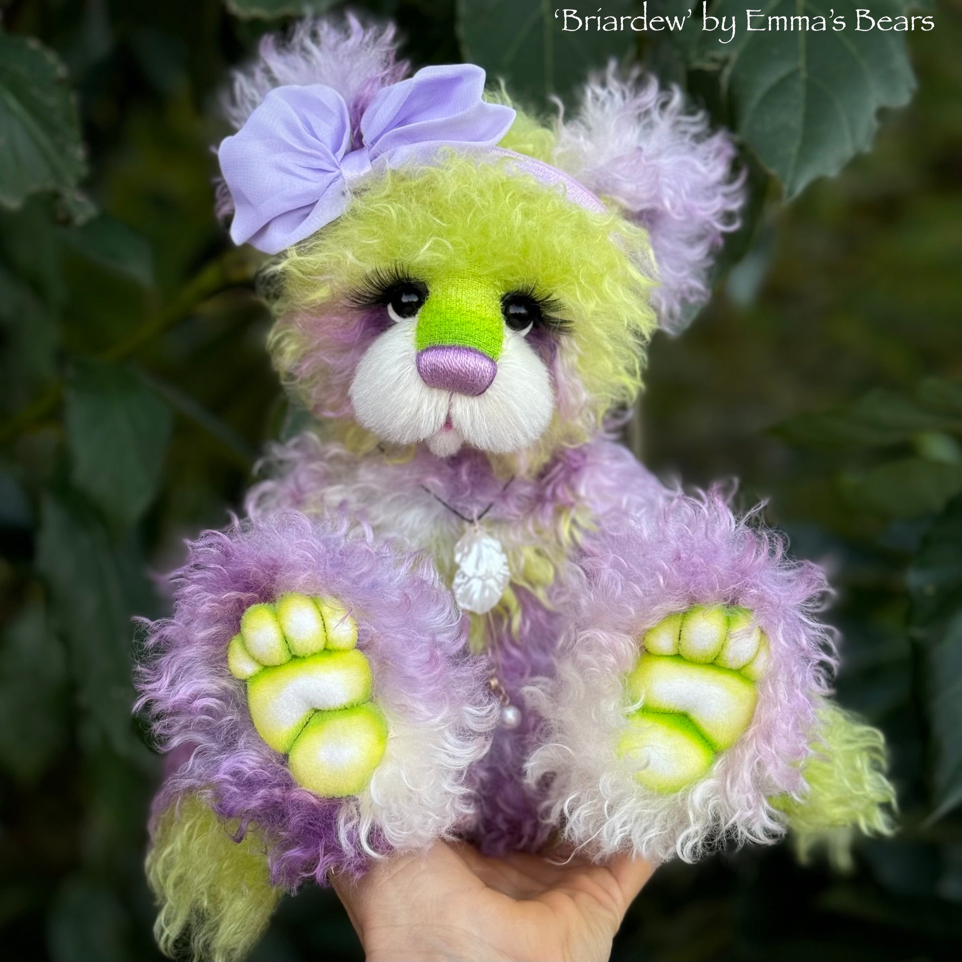 Briardew - 13" Hand-Dyed Curlylocks Mohair Bear by Emma's Bears - OOAK