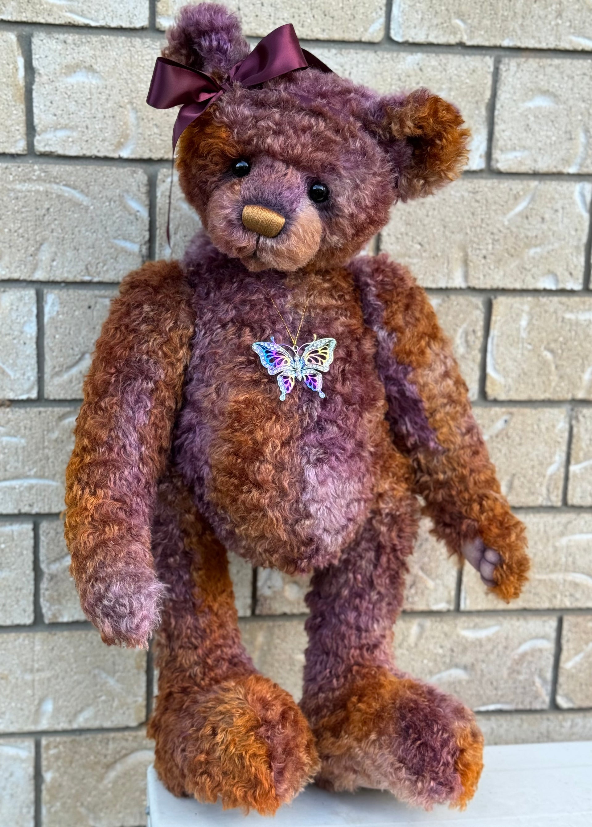 Aubrey - 29" hand dyed curly kid mohair bear by Emmas Bears - OOAK