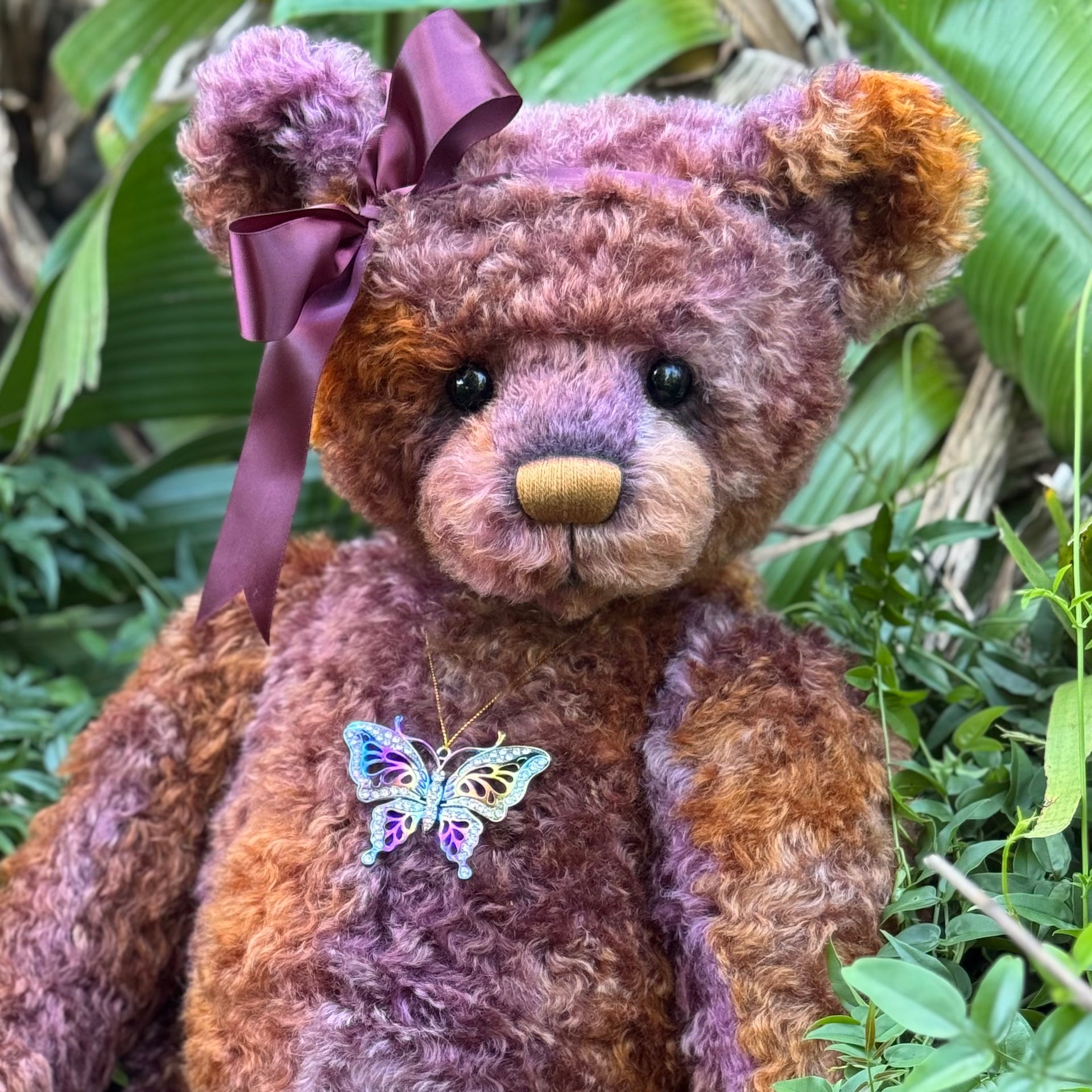 Aubrey - 29" hand dyed curly kid mohair bear by Emmas Bears - OOAK