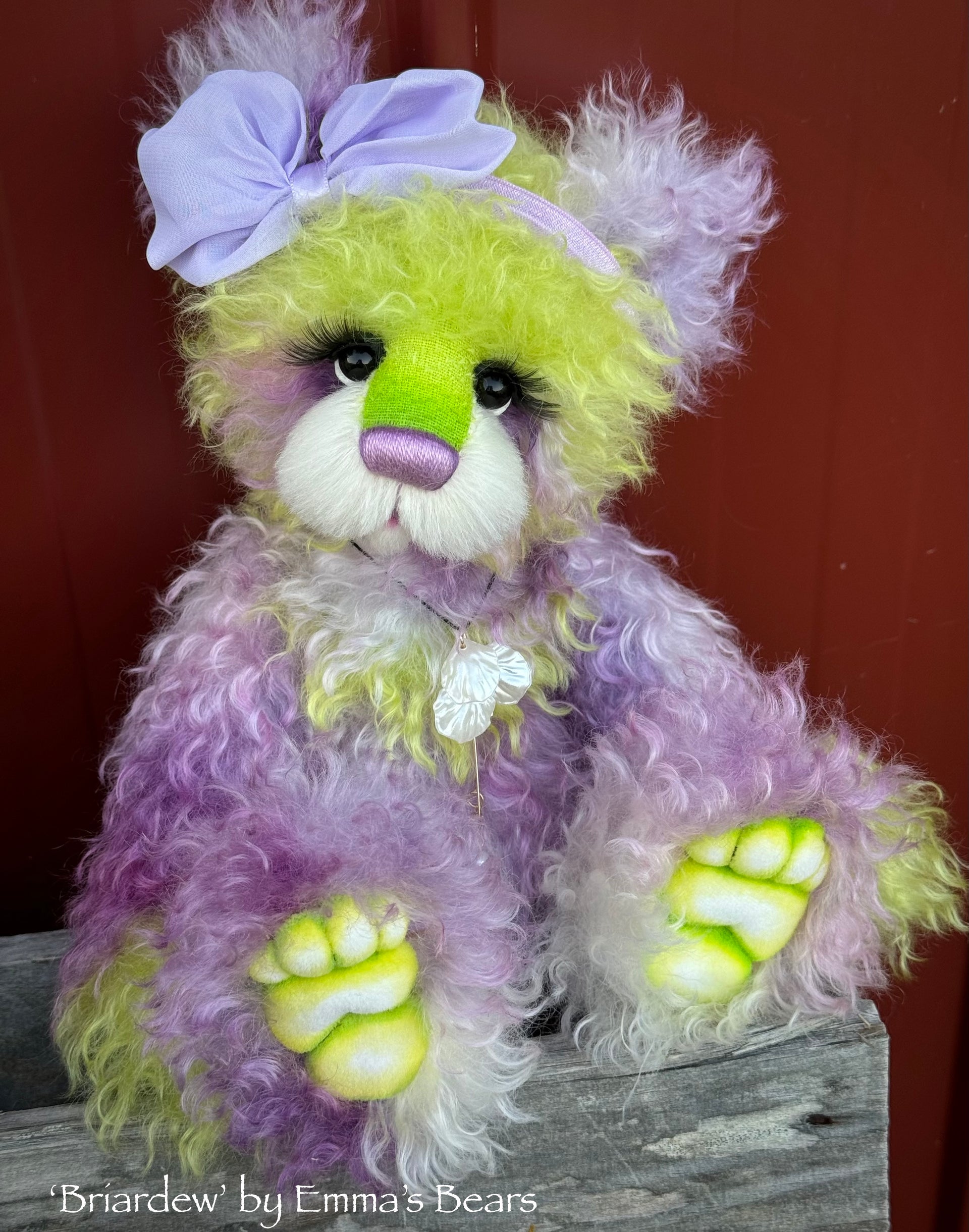 Briardew - 13" Hand-Dyed Curlylocks Mohair Bear by Emma's Bears - OOAK