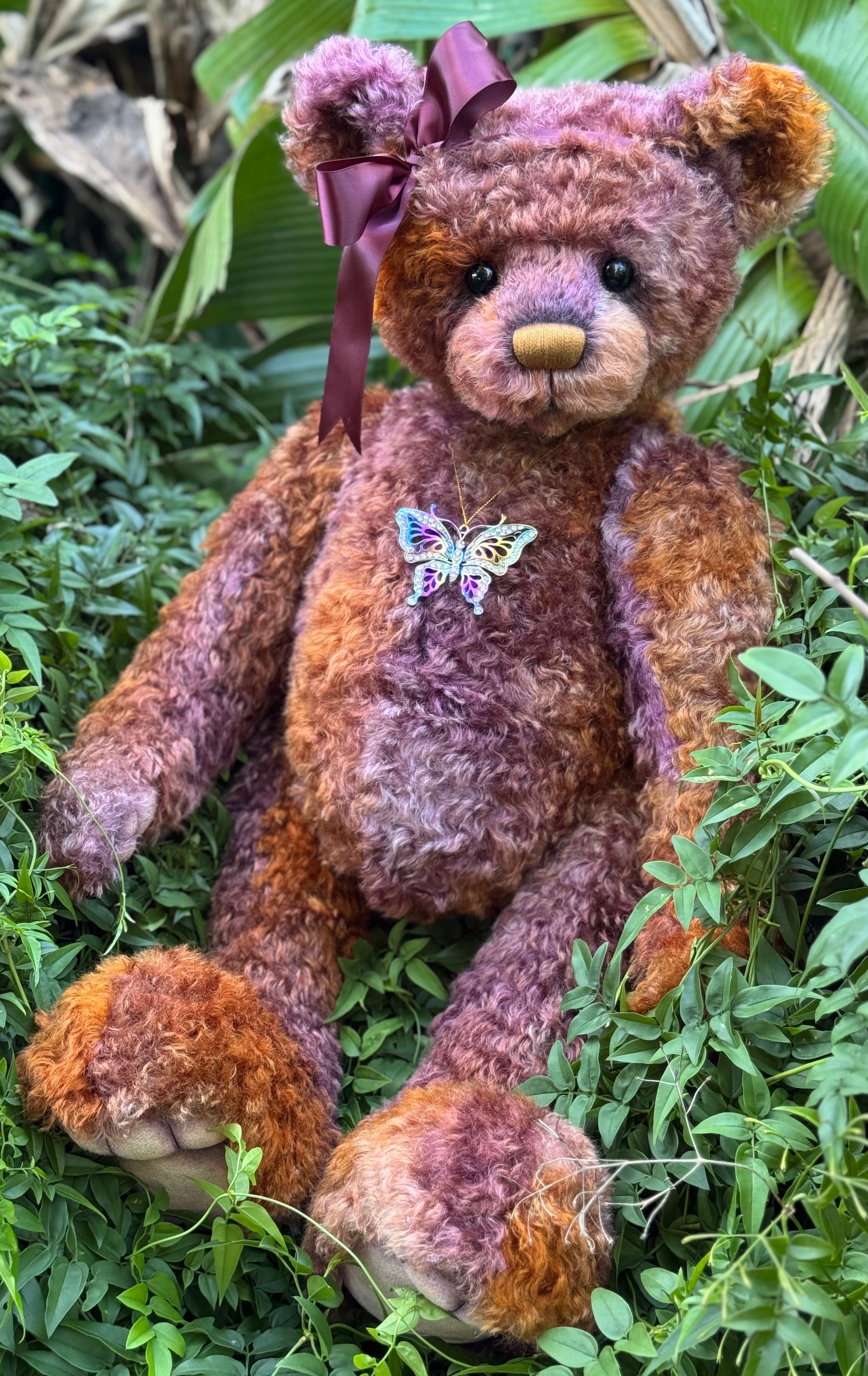 Aubrey - 29" hand dyed curly kid mohair bear by Emmas Bears - OOAK