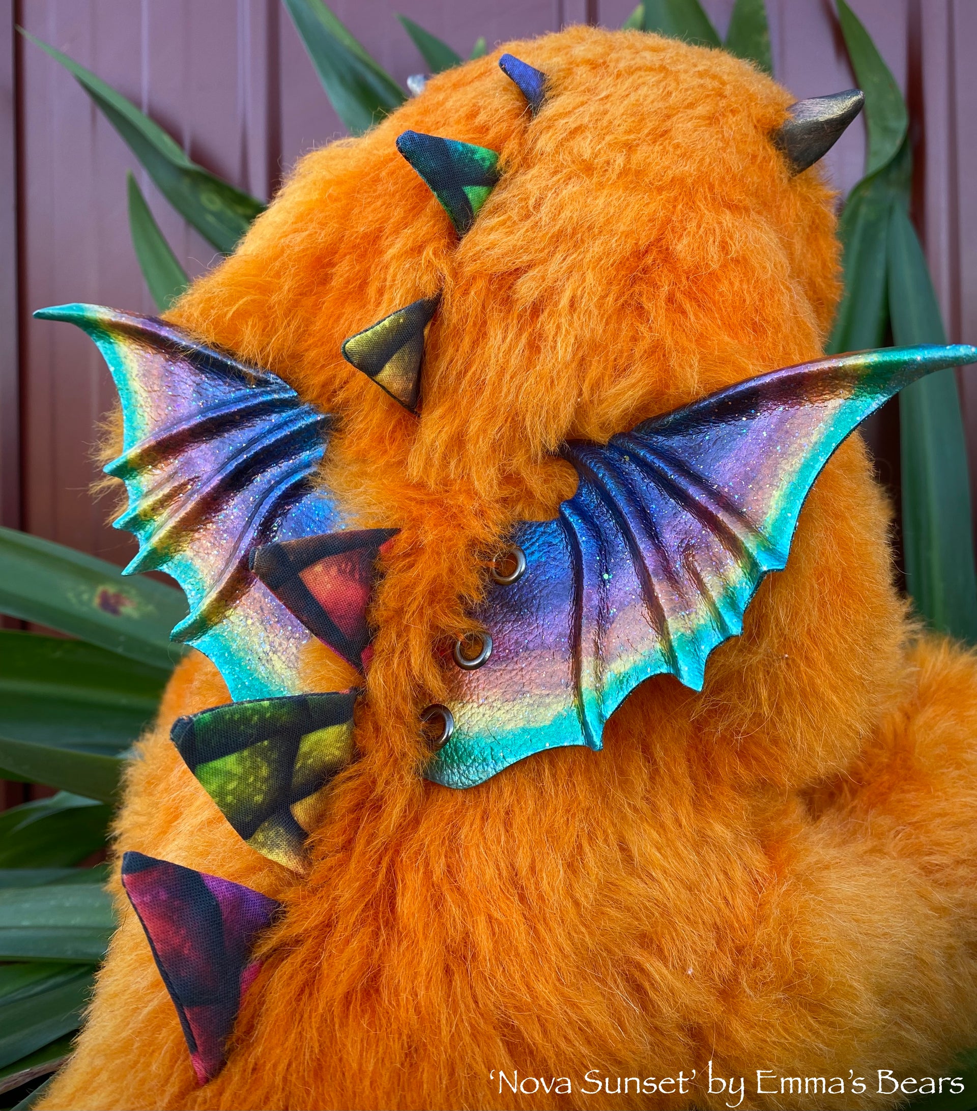 Nova Sunset - 15" hand-dyed alpaca Artist Baby Dragon by Emmas Bears - OOAK