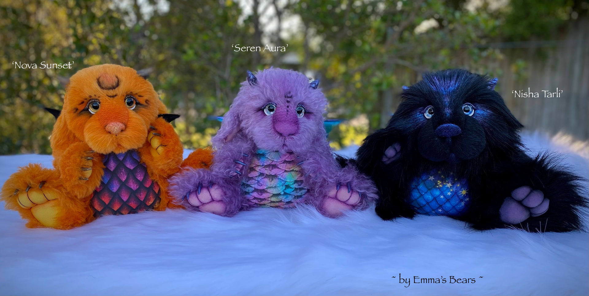 Nova Sunset - 15" hand-dyed alpaca Artist Baby Dragon by Emmas Bears - OOAK