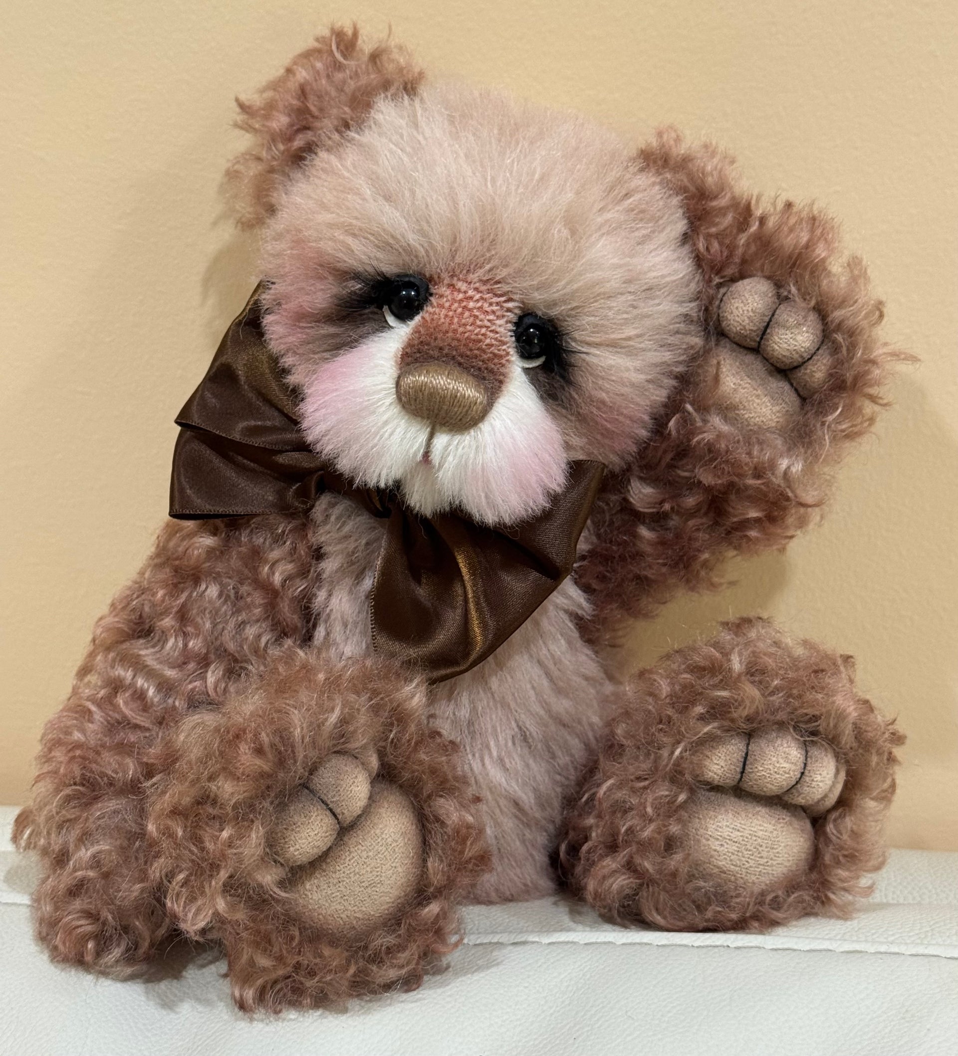 Angus-Acorn - 11" Hand-dyed curly kid mohair Artist Bear by Emma's Bears - OOAK