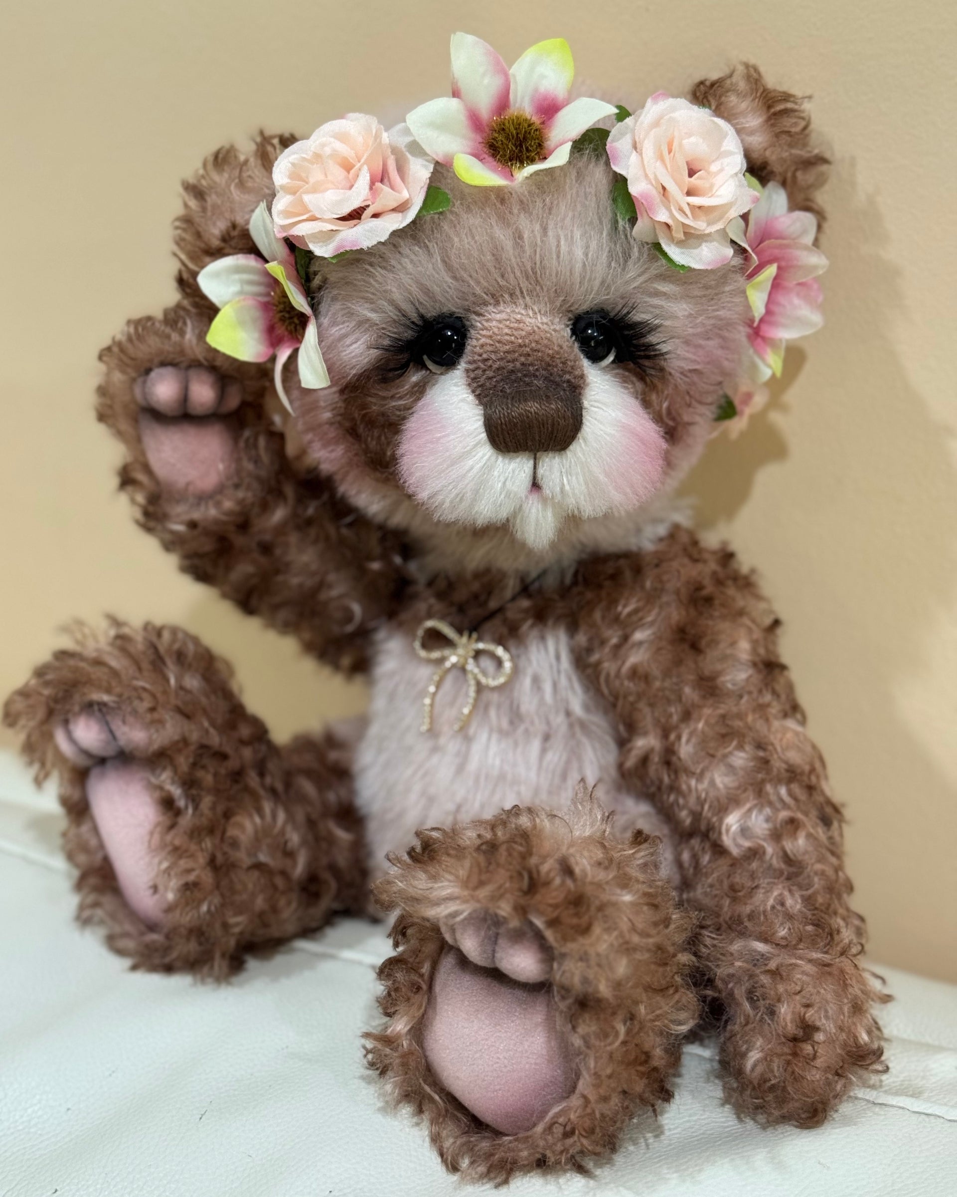 Daisy-Grace - 14" Hand-dyed alpaca and curly kid mohair Artist Bear by Emma's Bears - OOAK