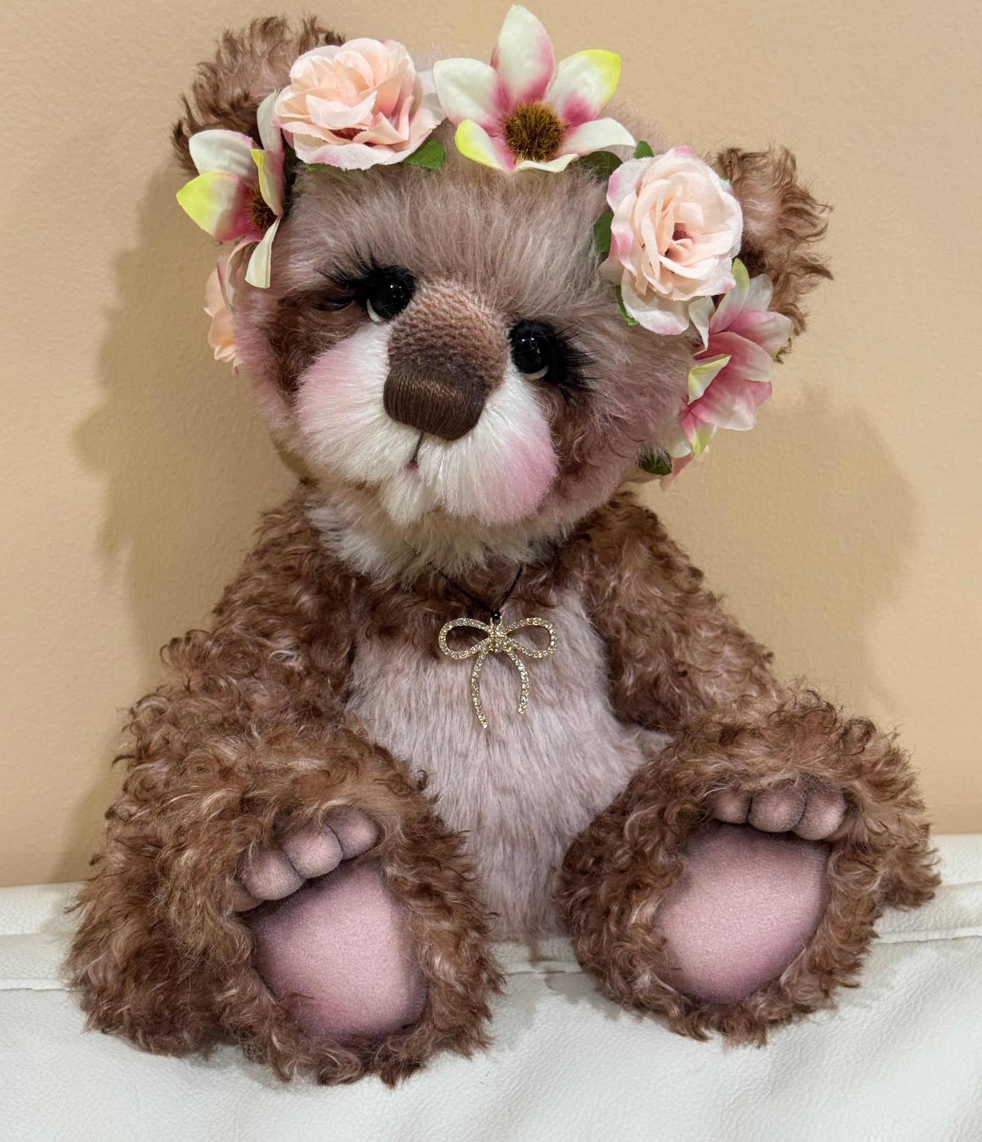 Daisy-Grace - 14" Hand-dyed alpaca and curly kid mohair Artist Bear by Emma's Bears - OOAK